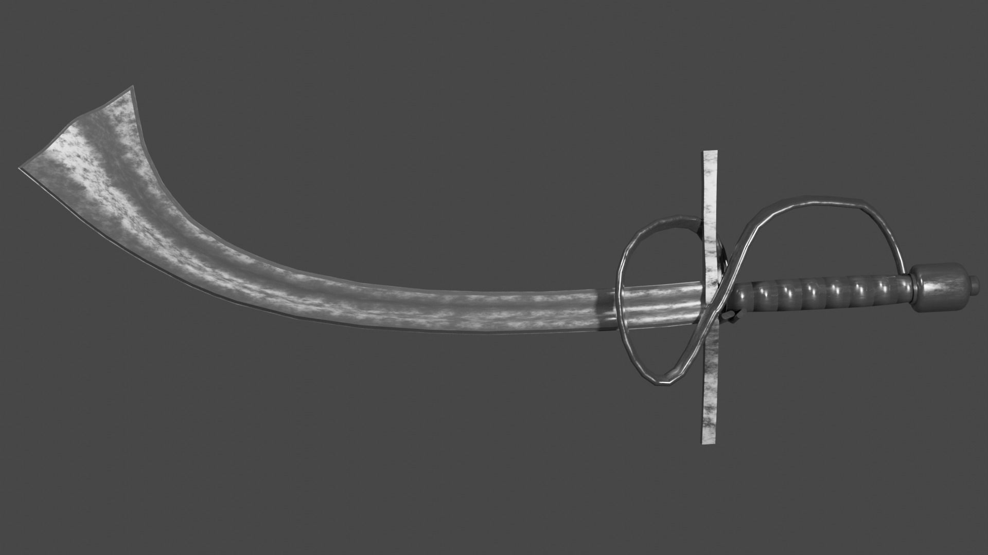 Khora sword with Flamberge handle Low-poly 3D model_5