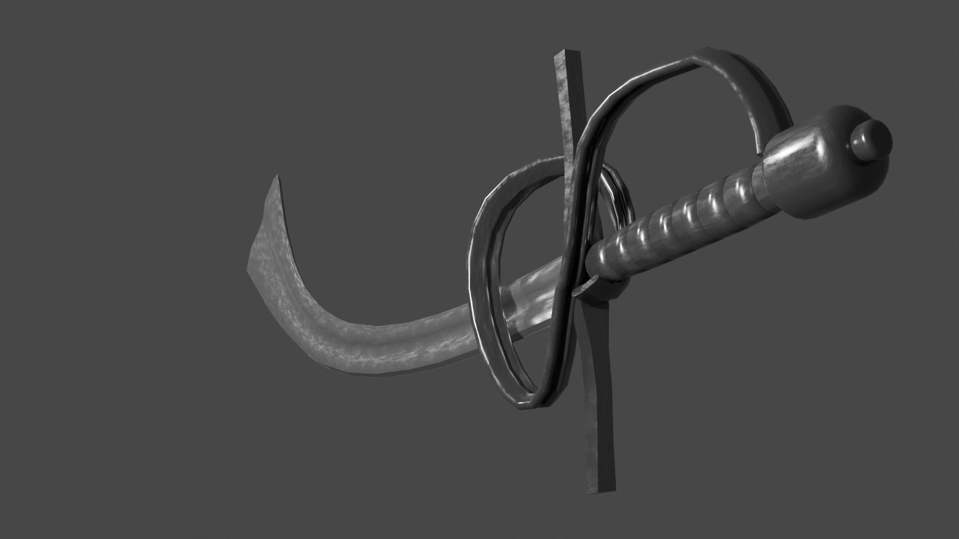 Khora sword with Flamberge handle Low-poly 3D model_11