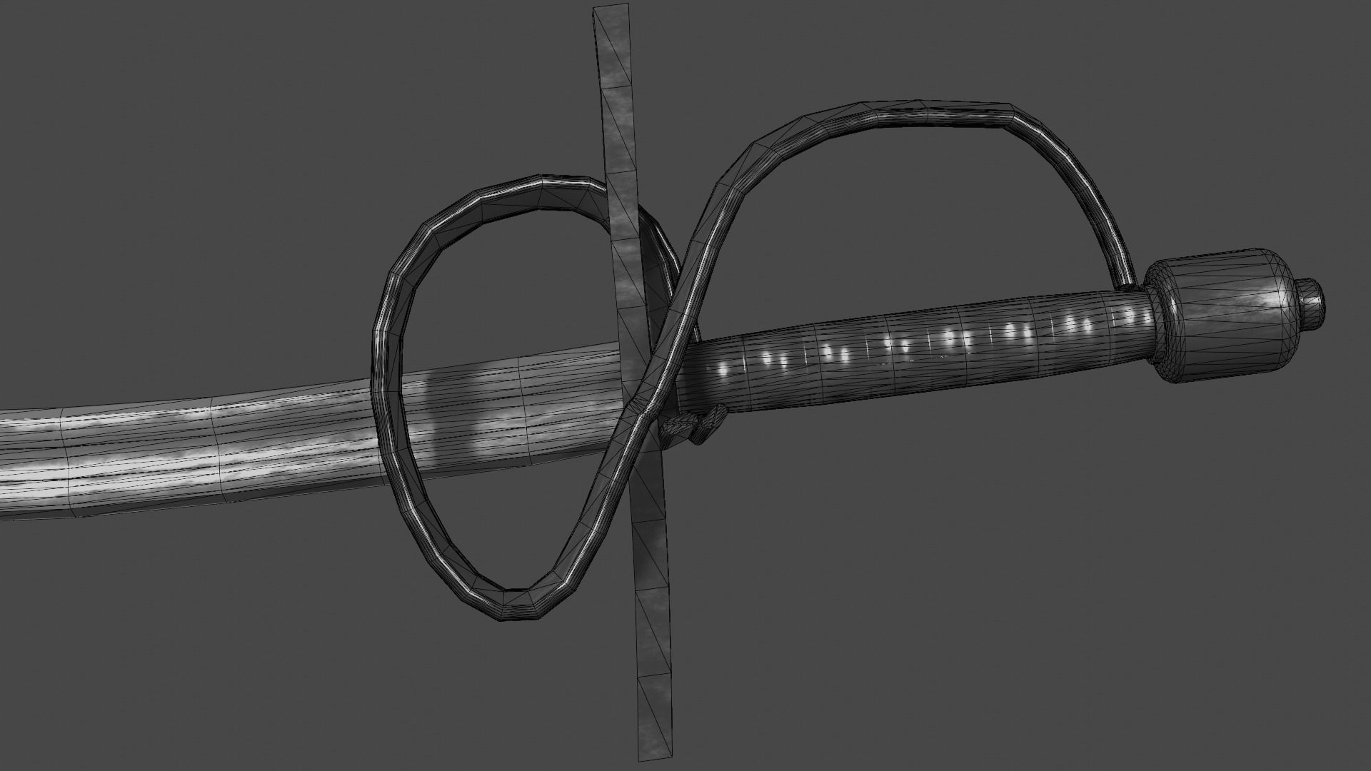 Khora sword with Flamberge handle Low-poly 3D model_14