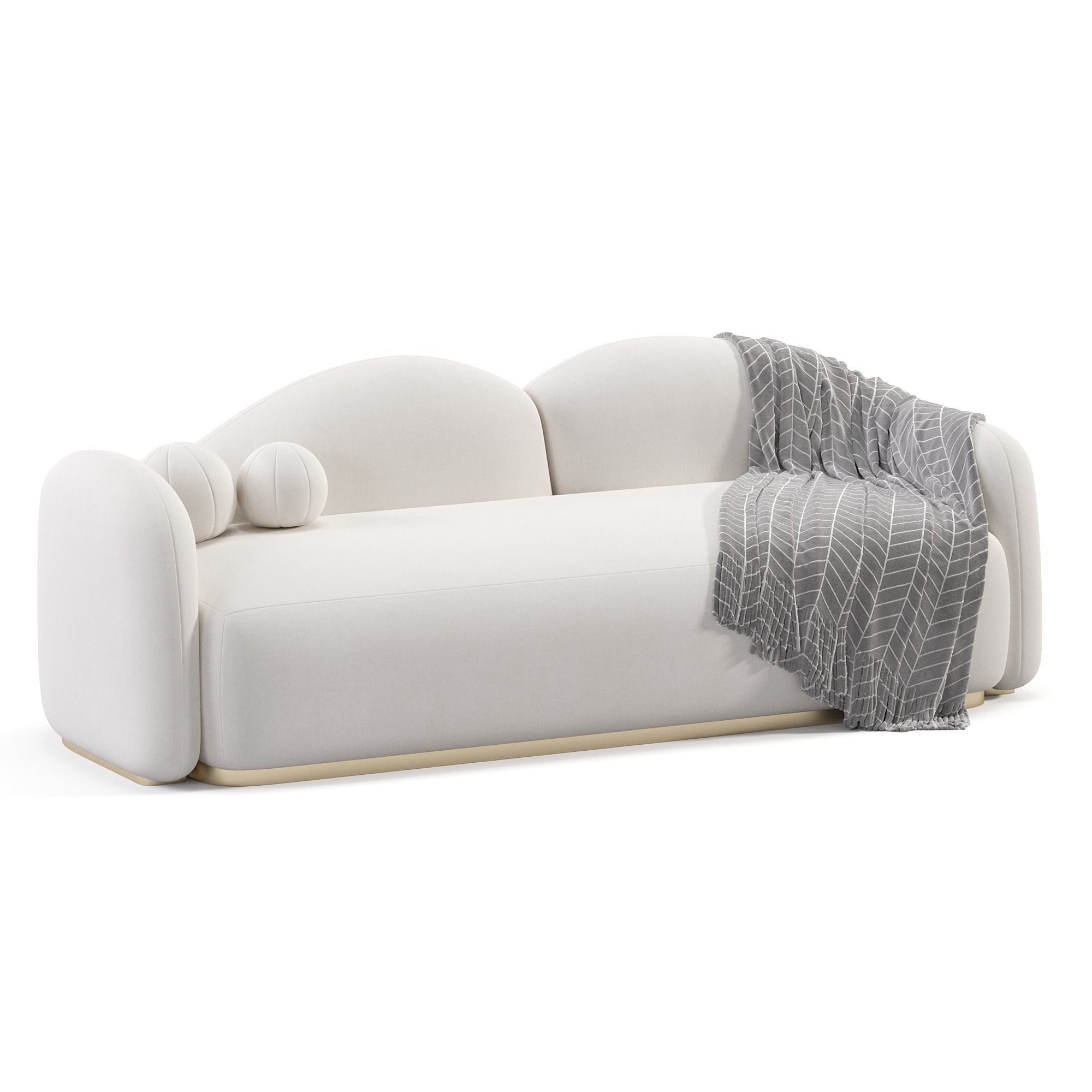 Fluffy Clouds Curved Sofa 3D model_5
