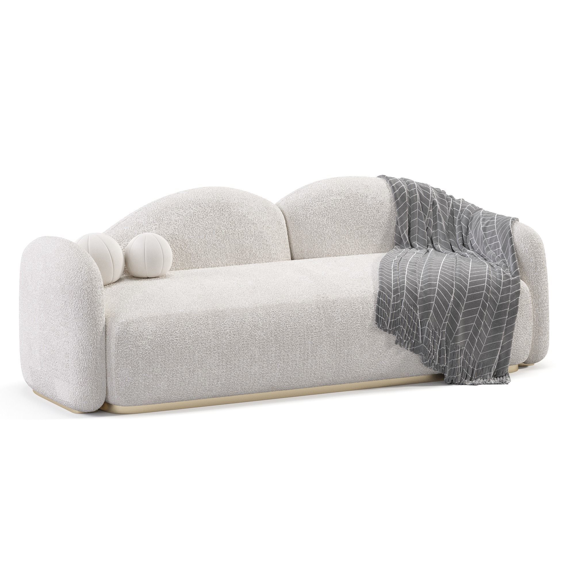 Fluffy Clouds Curved Sofa 3D model_4