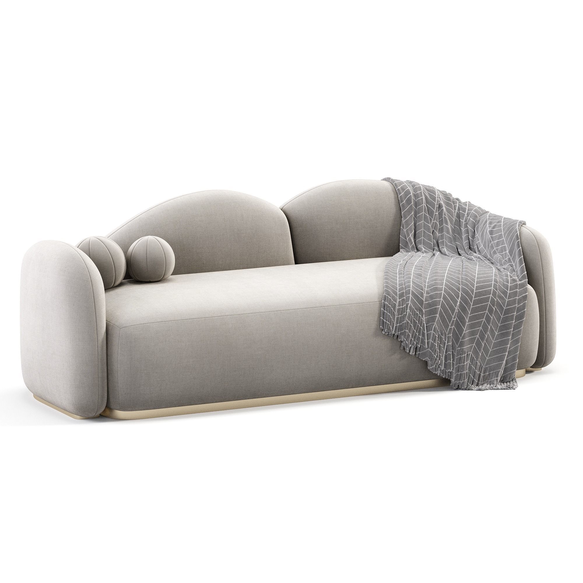 Fluffy Clouds Curved Sofa 3D model_6