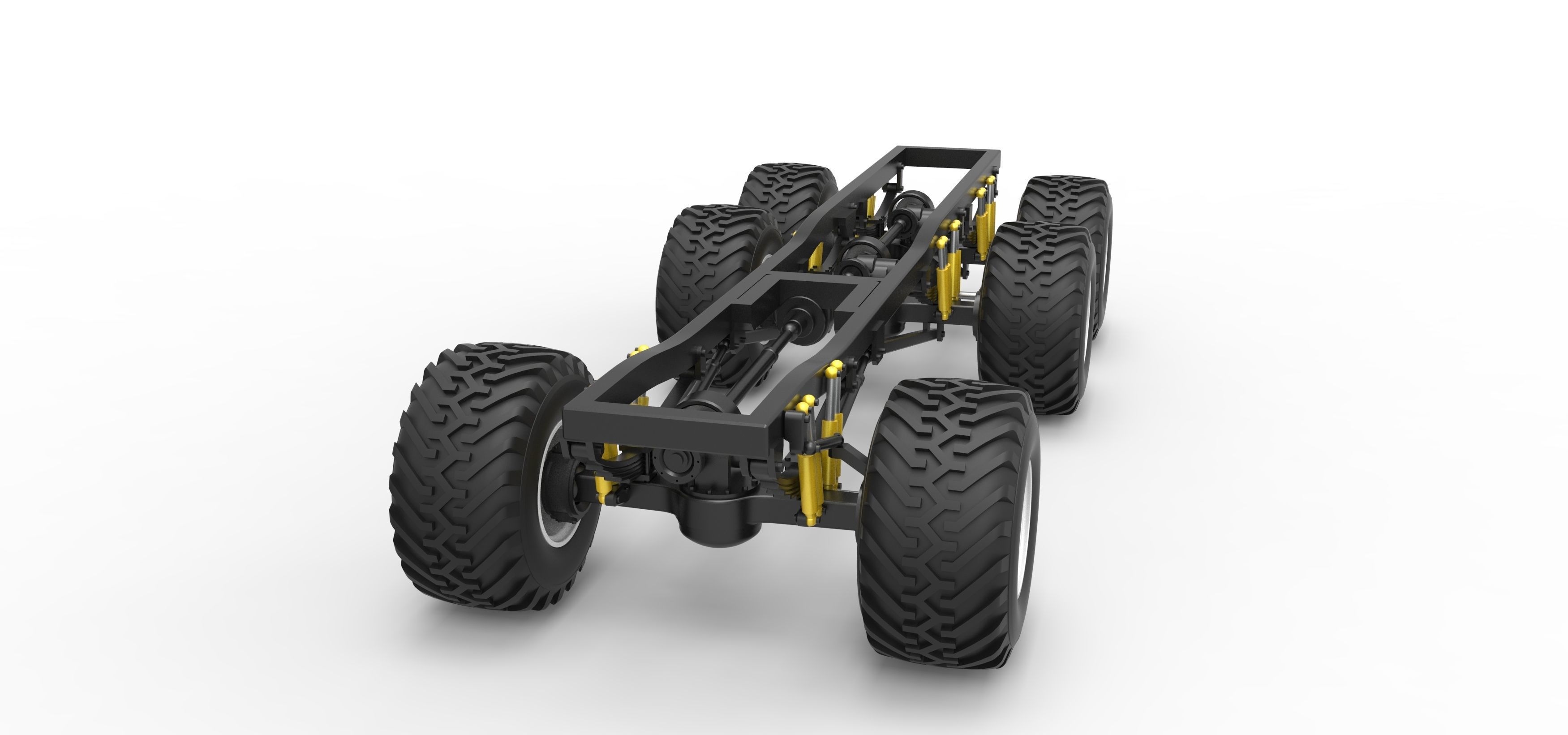 Chassis of 6x6 Monster Truck Version 1 Scale 1 to 25 3D print model_4