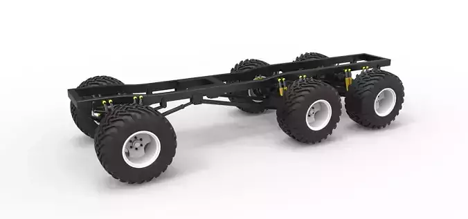 Chassis of 6x6 Monster Truck Version 1 Scale 1 to 25 3D print model