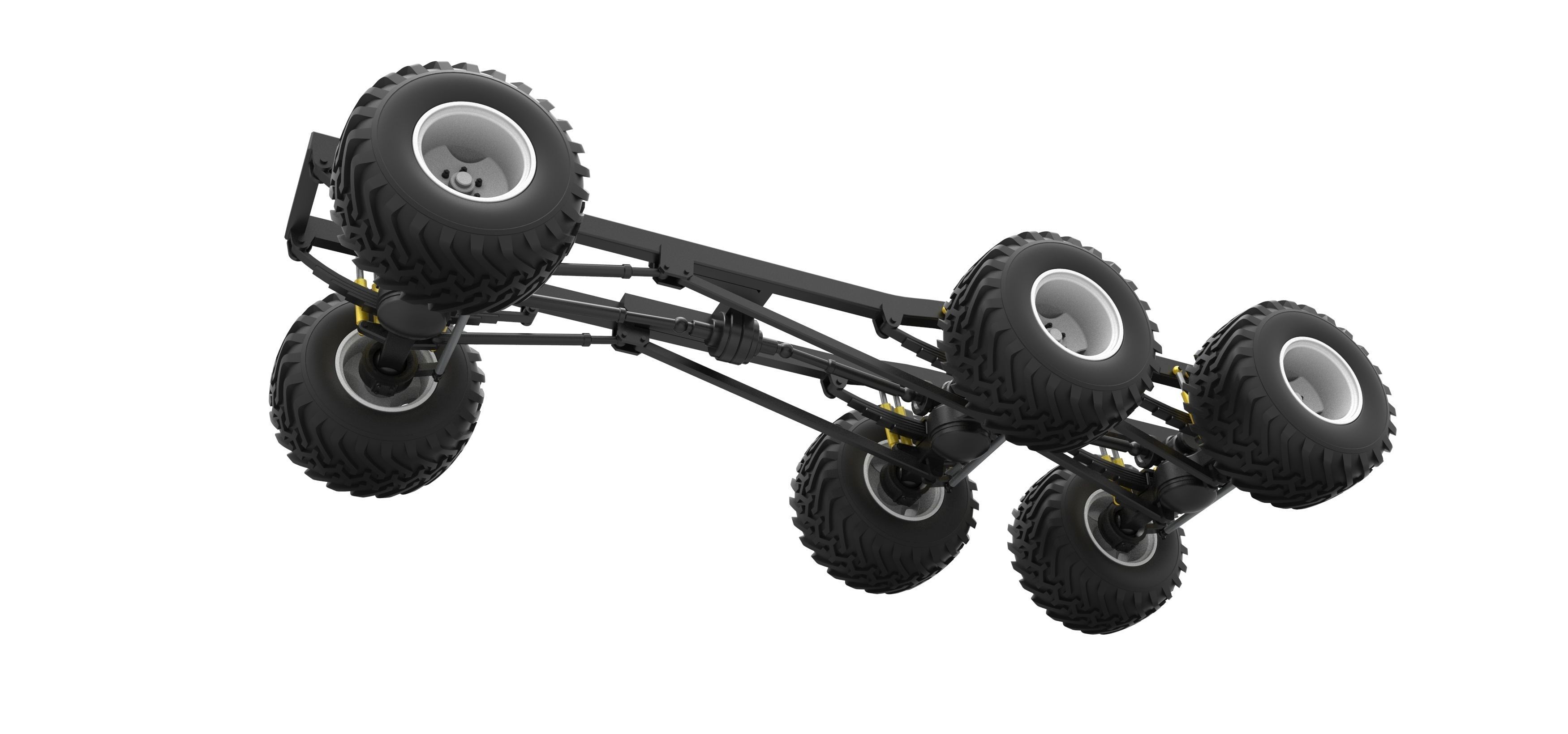 Chassis of 6x6 Monster Truck Version 1 Scale 1 to 25 3D print model_2
