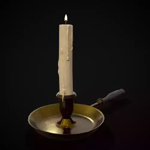 Wood Brass Chamberstick Low-poly 3D model