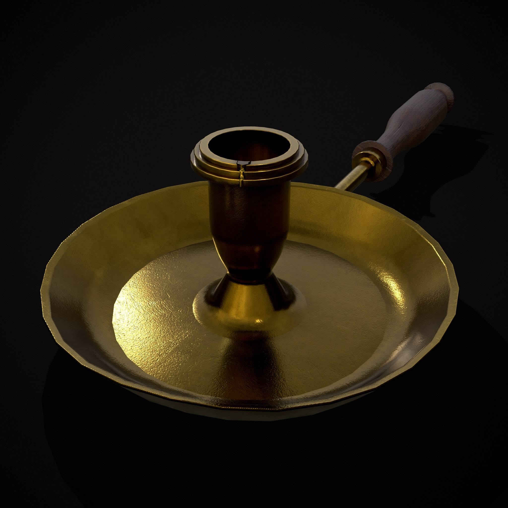 Wood Brass Chamberstick Low-poly 3D model_13