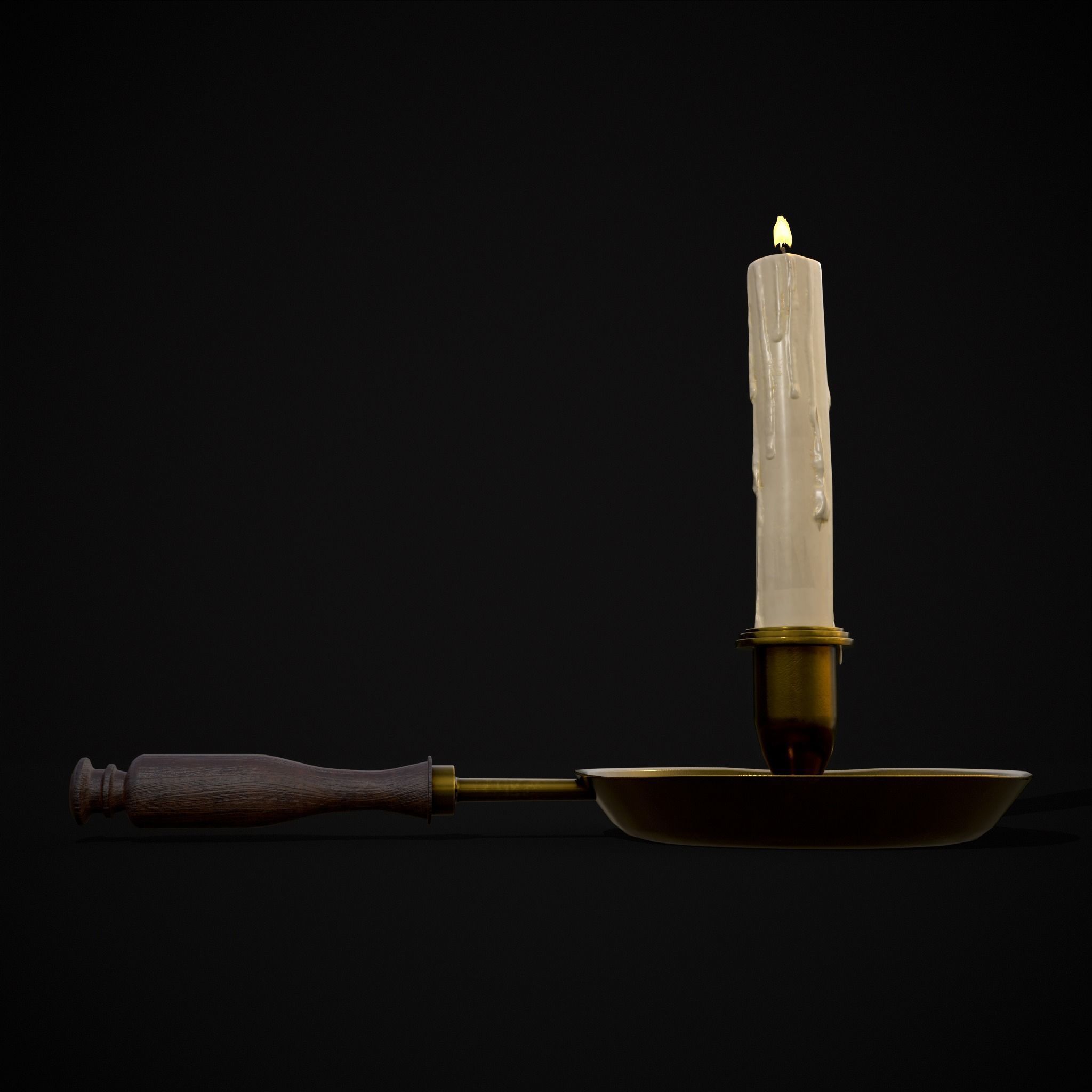 Wood Brass Chamberstick Low-poly 3D model_15