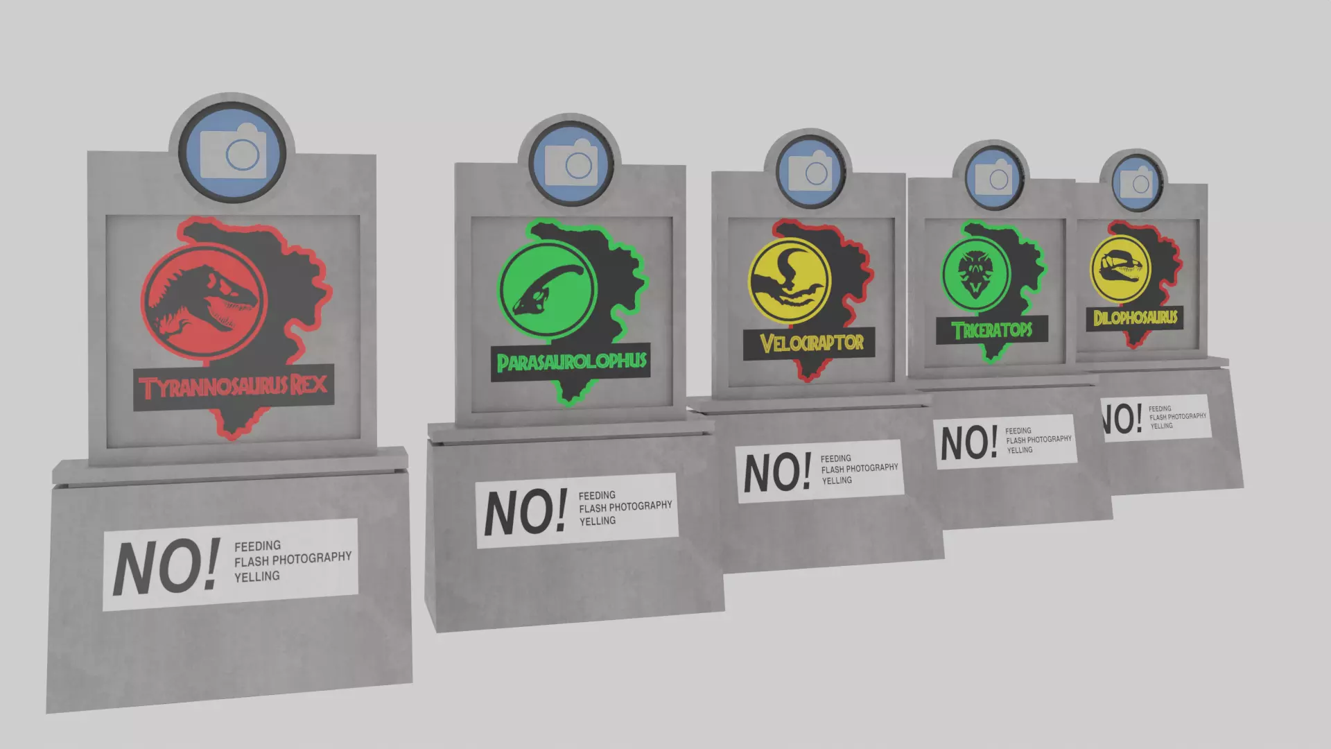Jurassic Themed - Paddock Signs Pack Low-poly 3D model_0