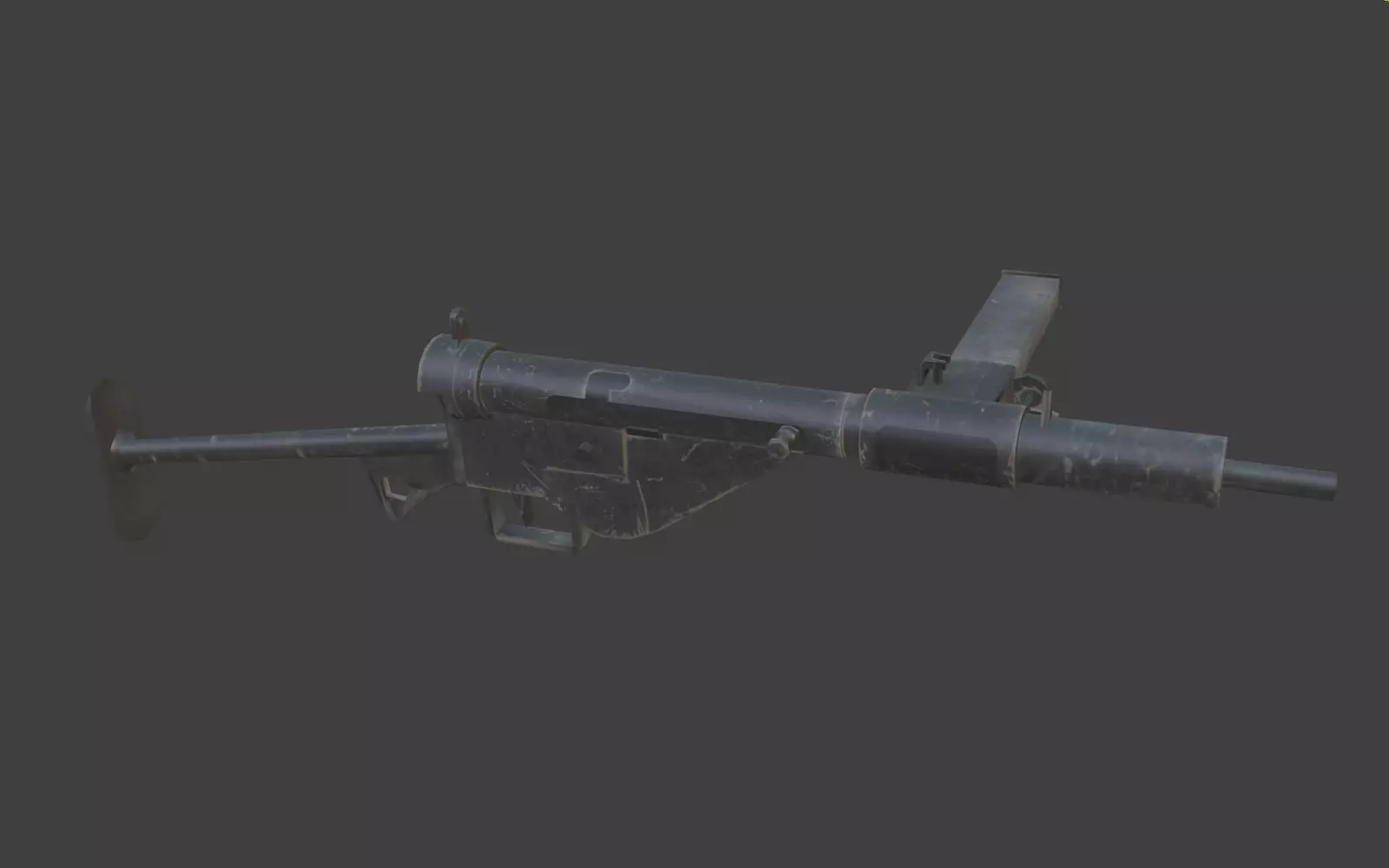 sten gun Low-poly 3D model_0