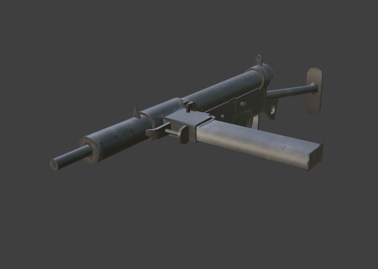 sten gun Low-poly 3D model_1