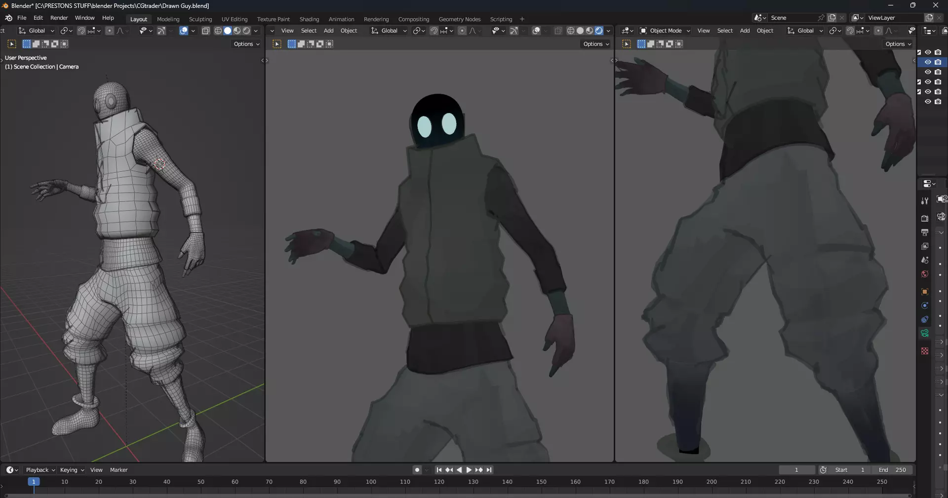 2D Looking Charater Free 3D model_0