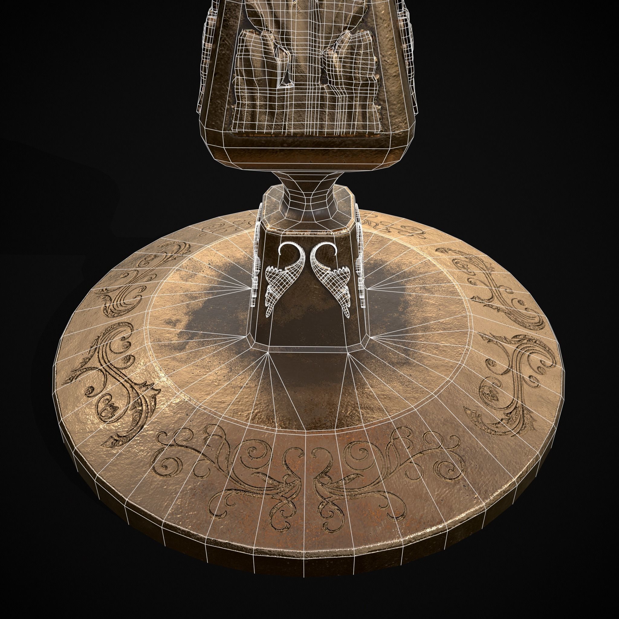 Ornamented Five Point Candelabra Low-poly 3D model_8