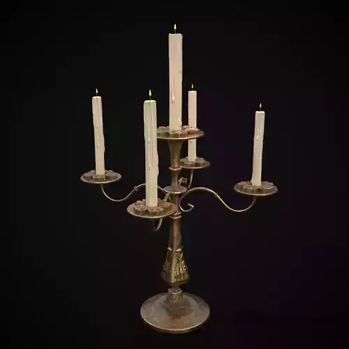 Ornamented Five Point Candelabra Low-poly 3D model