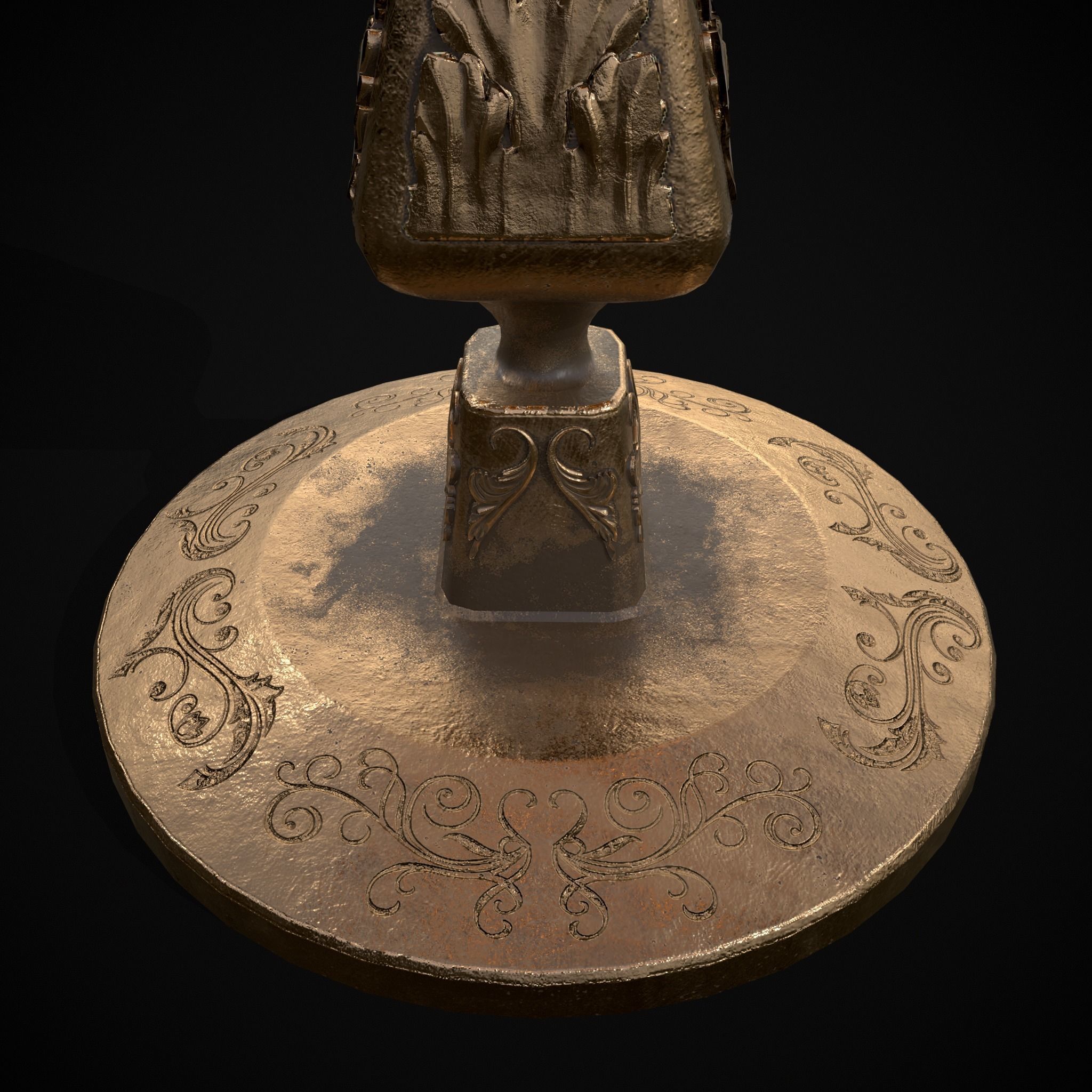 Ornamented Five Point Candelabra Low-poly 3D model_7