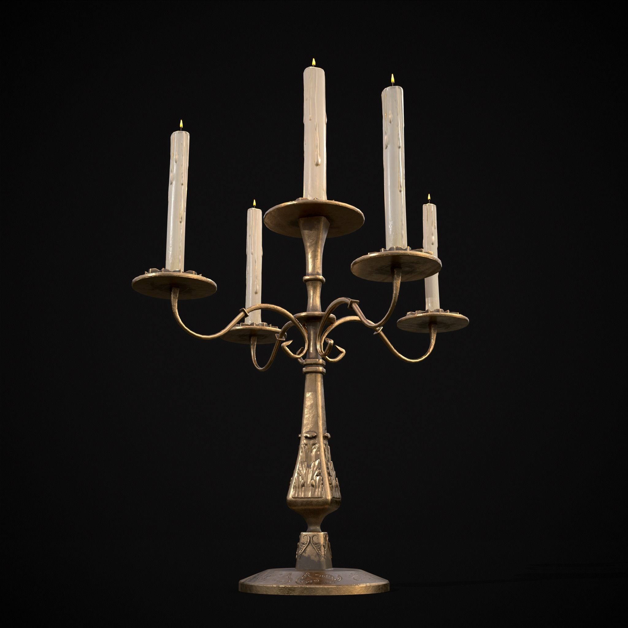 Ornamented Five Point Candelabra Low-poly 3D model_19