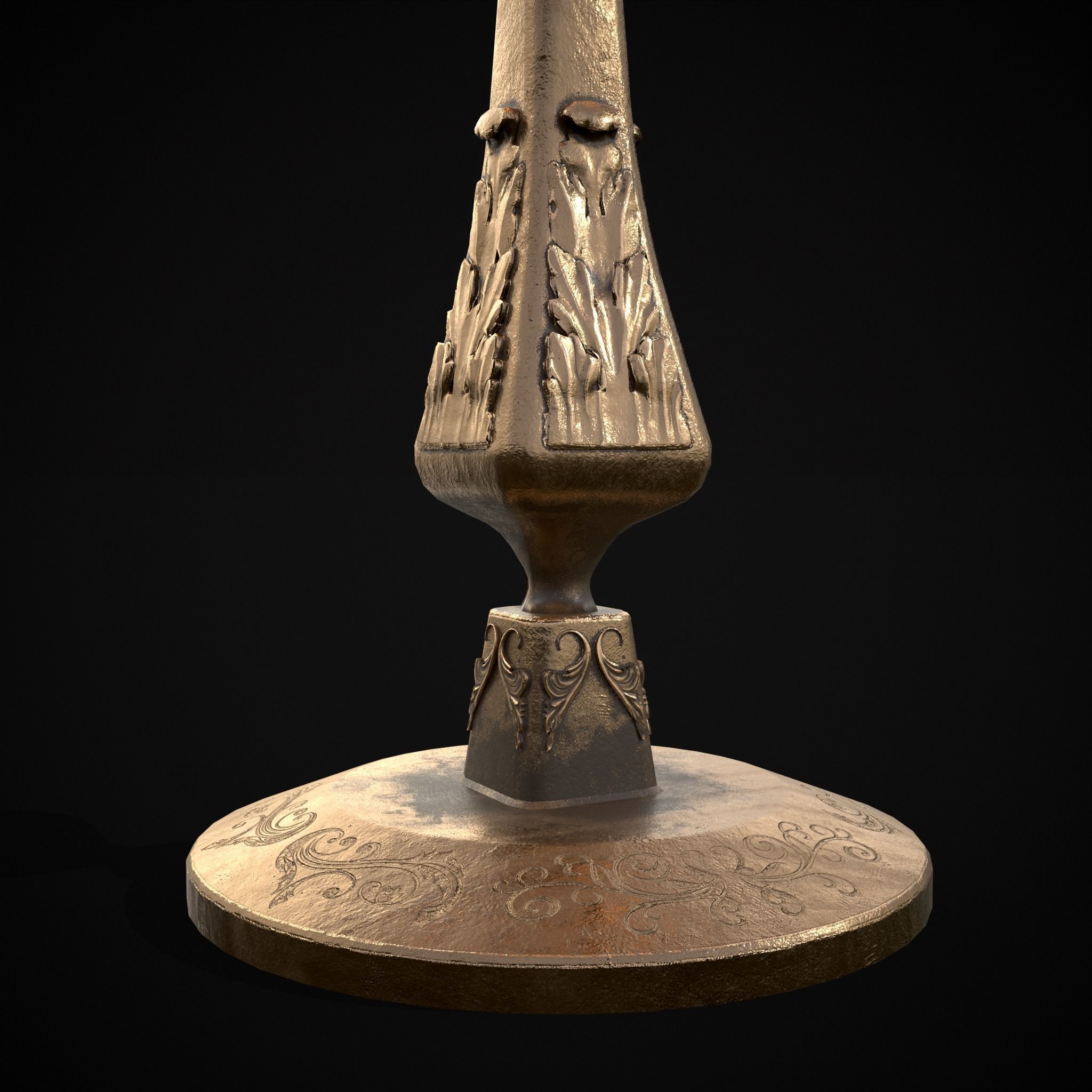 Ornamented Five Point Candelabra Low-poly 3D model_5