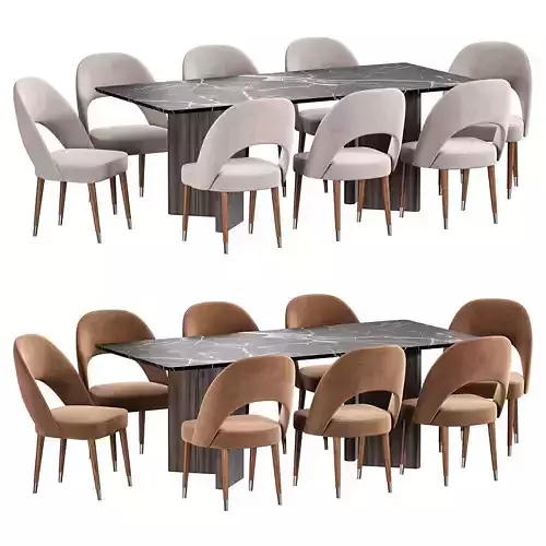 AMOUR CHAIR and PONZA DINING TABLE