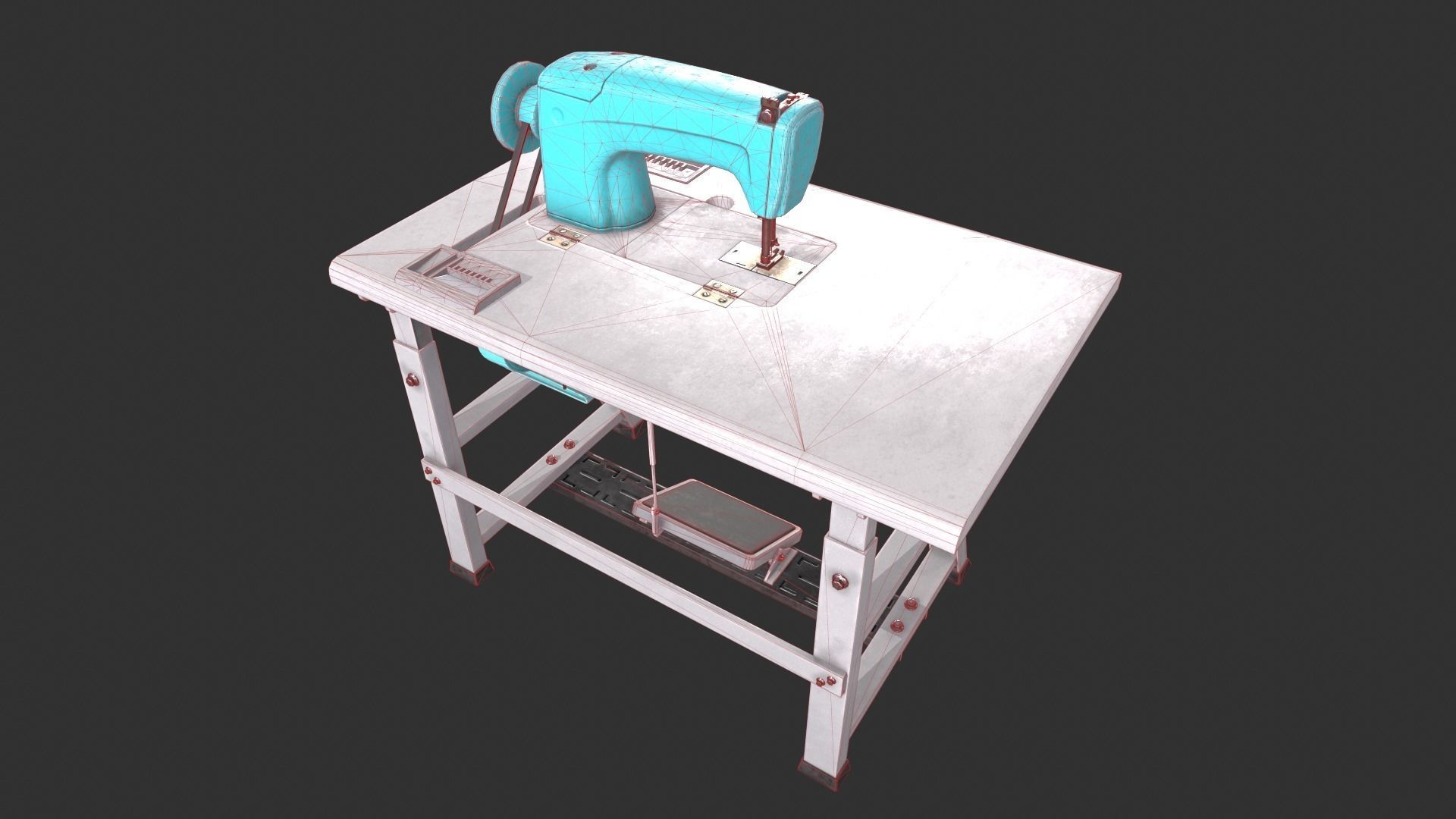 Sewing Machine Low-poly 3D model_5