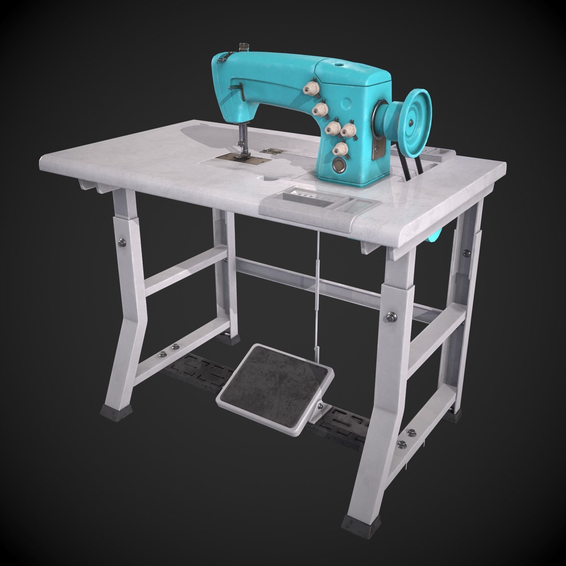 Sewing Machine Low-poly 3D model_10