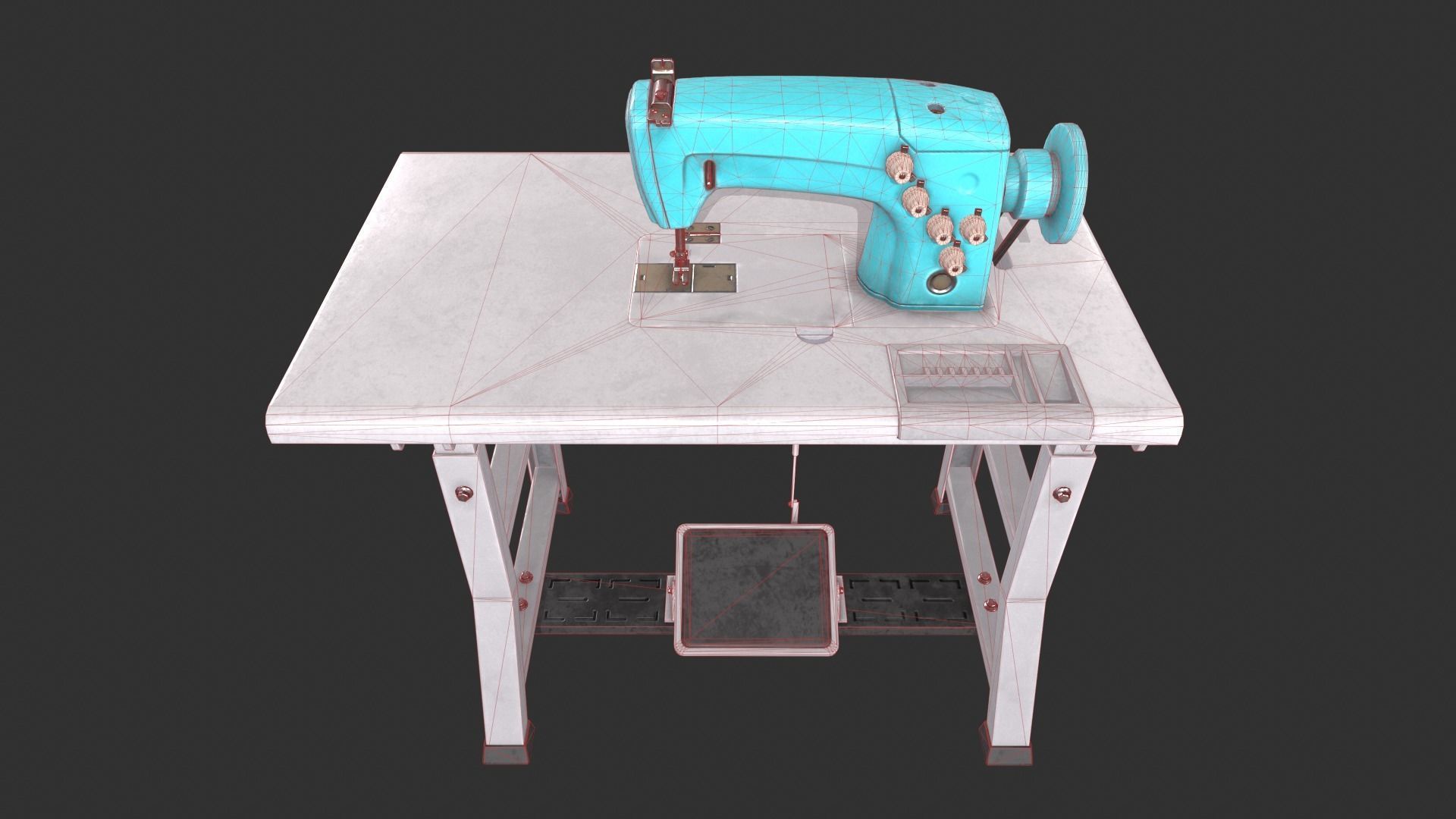 Sewing Machine Low-poly 3D model_9