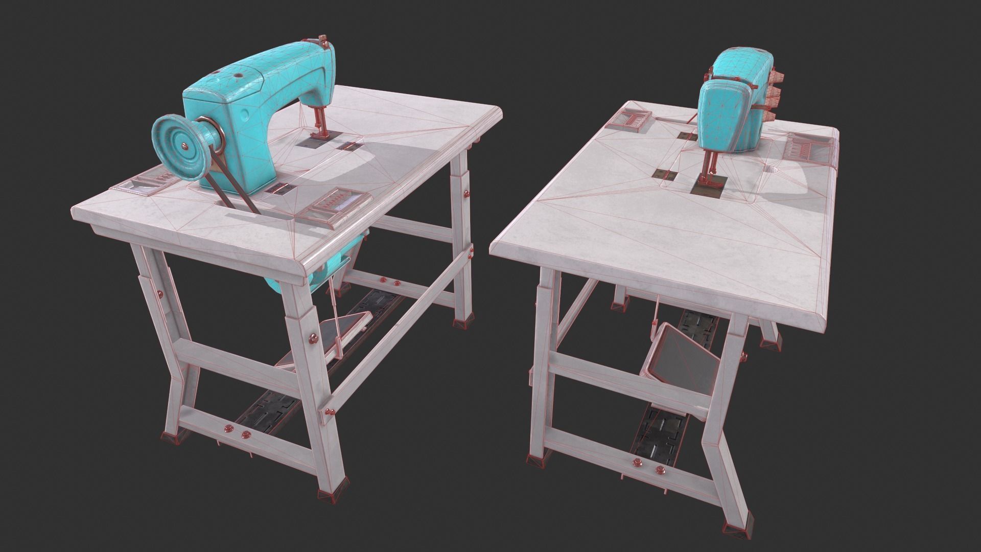 Sewing Machine Low-poly 3D model_7