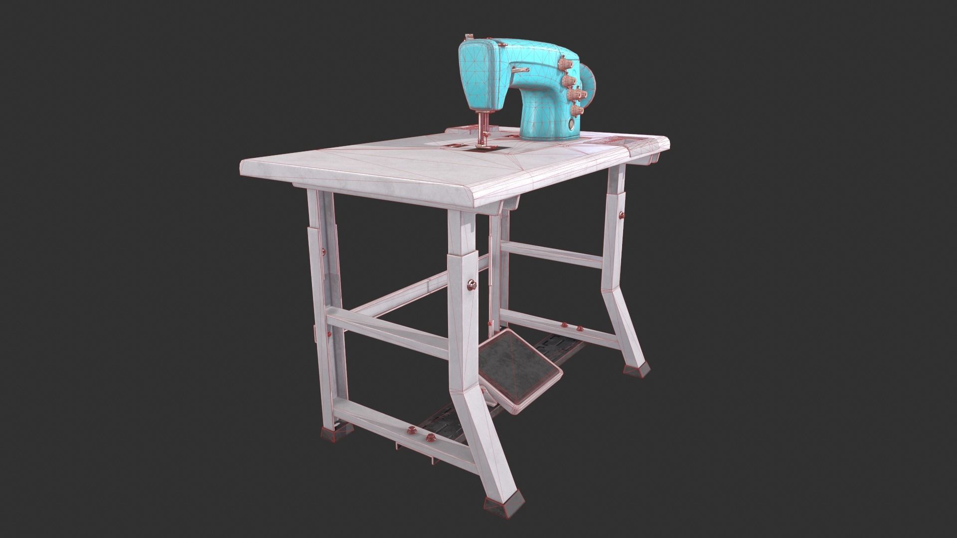 Sewing Machine Low-poly 3D model_3