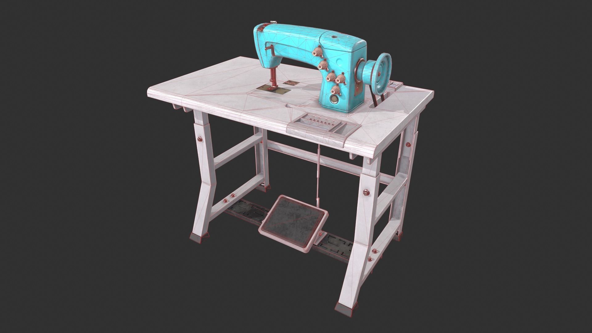 Sewing Machine Low-poly 3D model_1