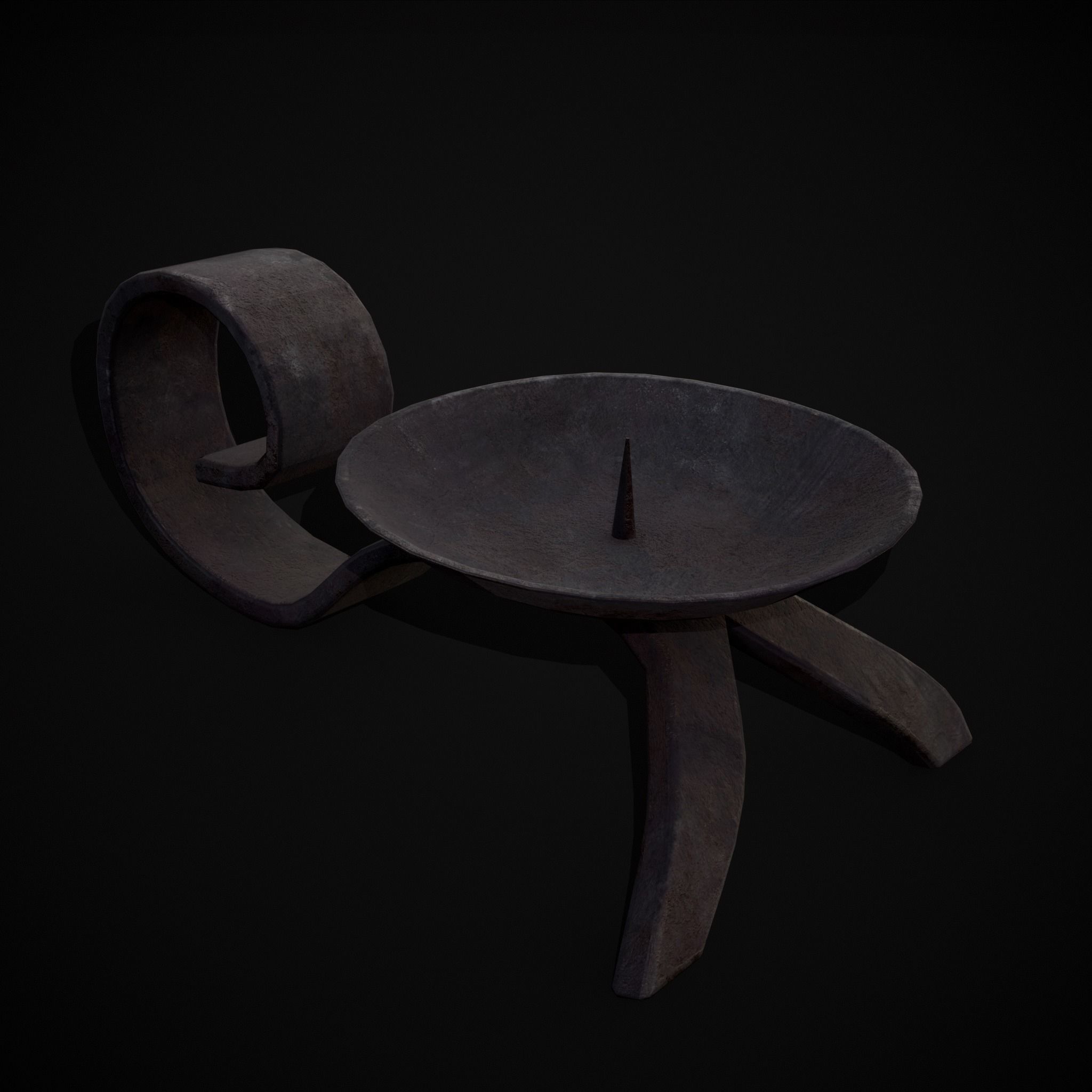 Simple Iron Chamberstick Low-poly 3D model_13