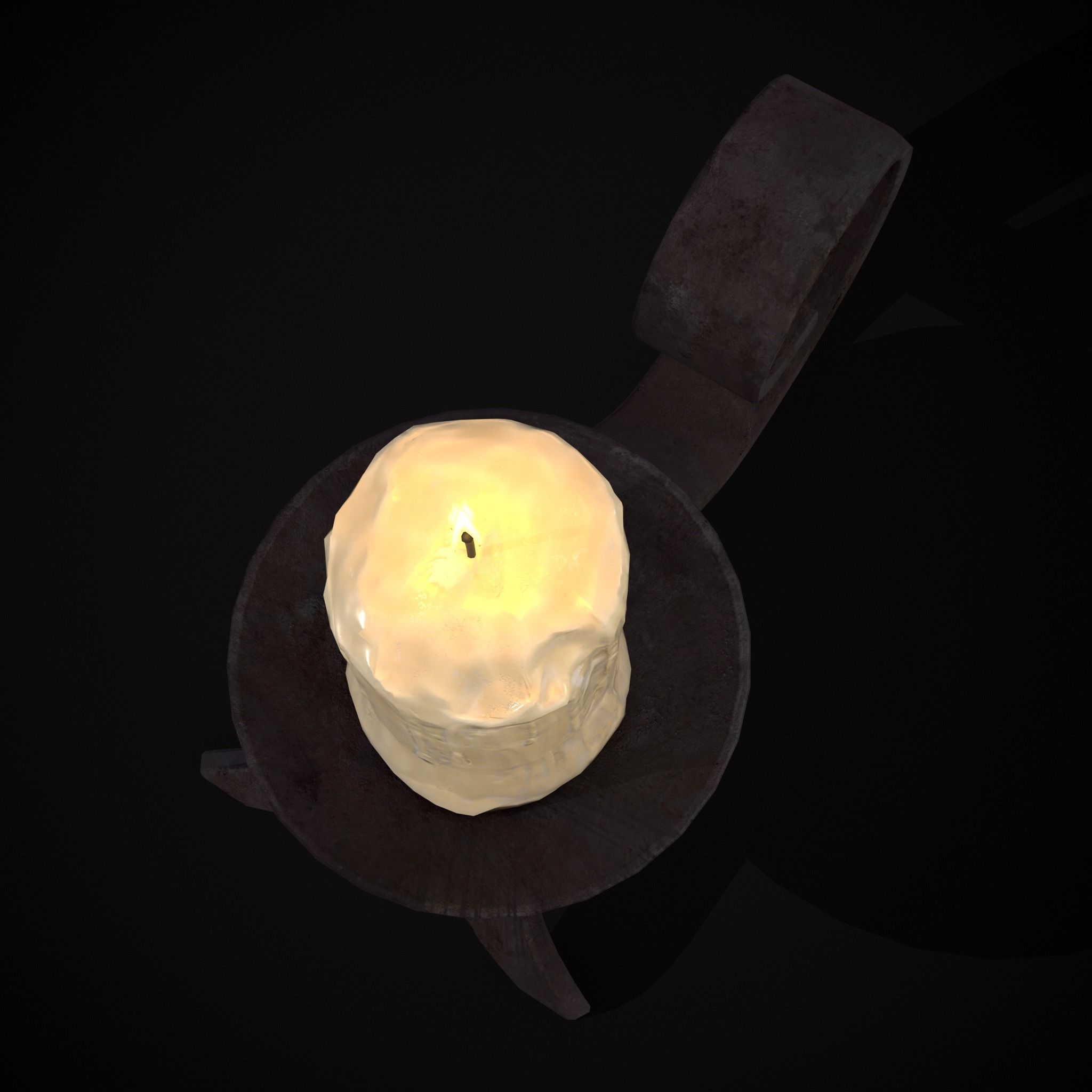 Simple Iron Chamberstick Low-poly 3D model_9