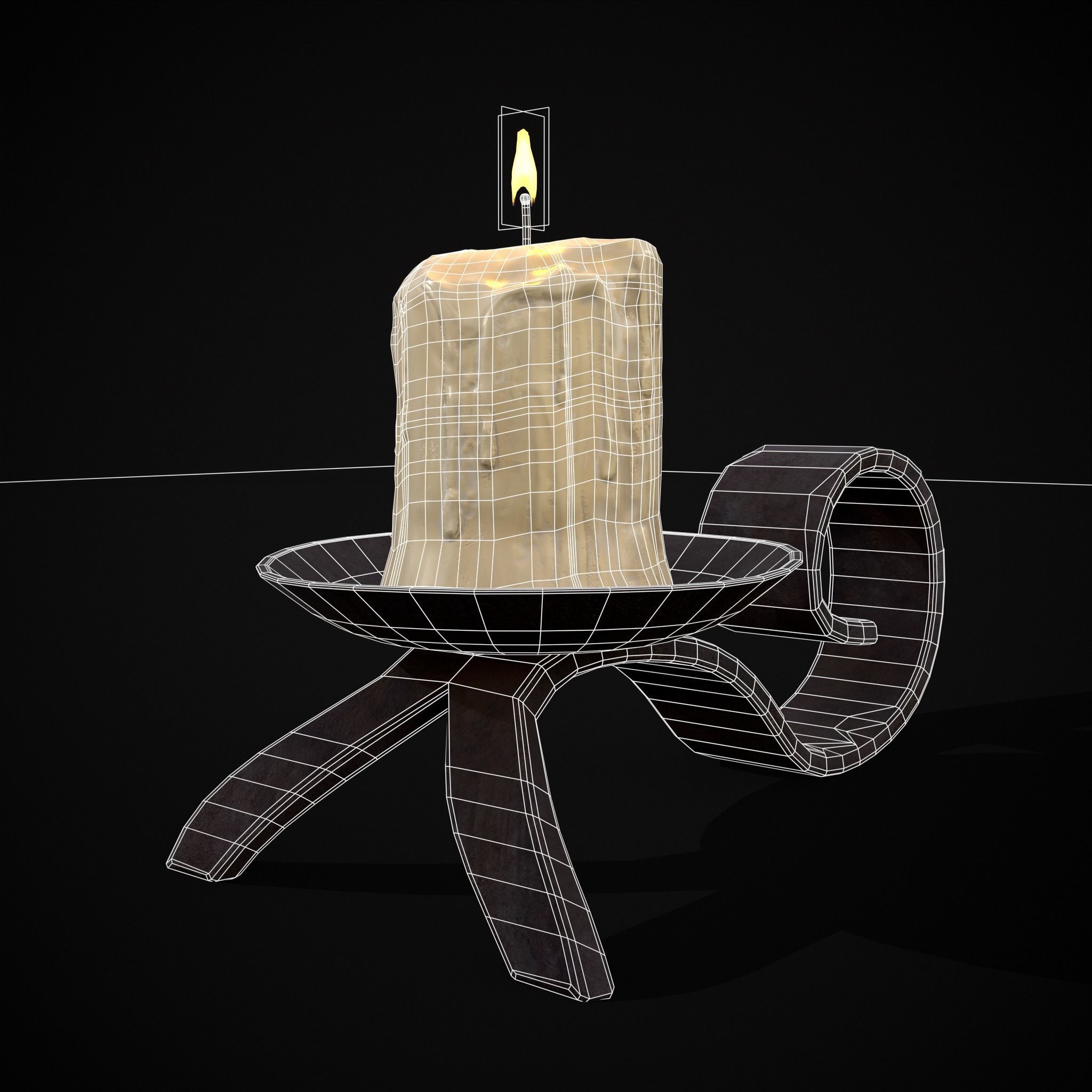 Simple Iron Chamberstick Low-poly 3D model_2