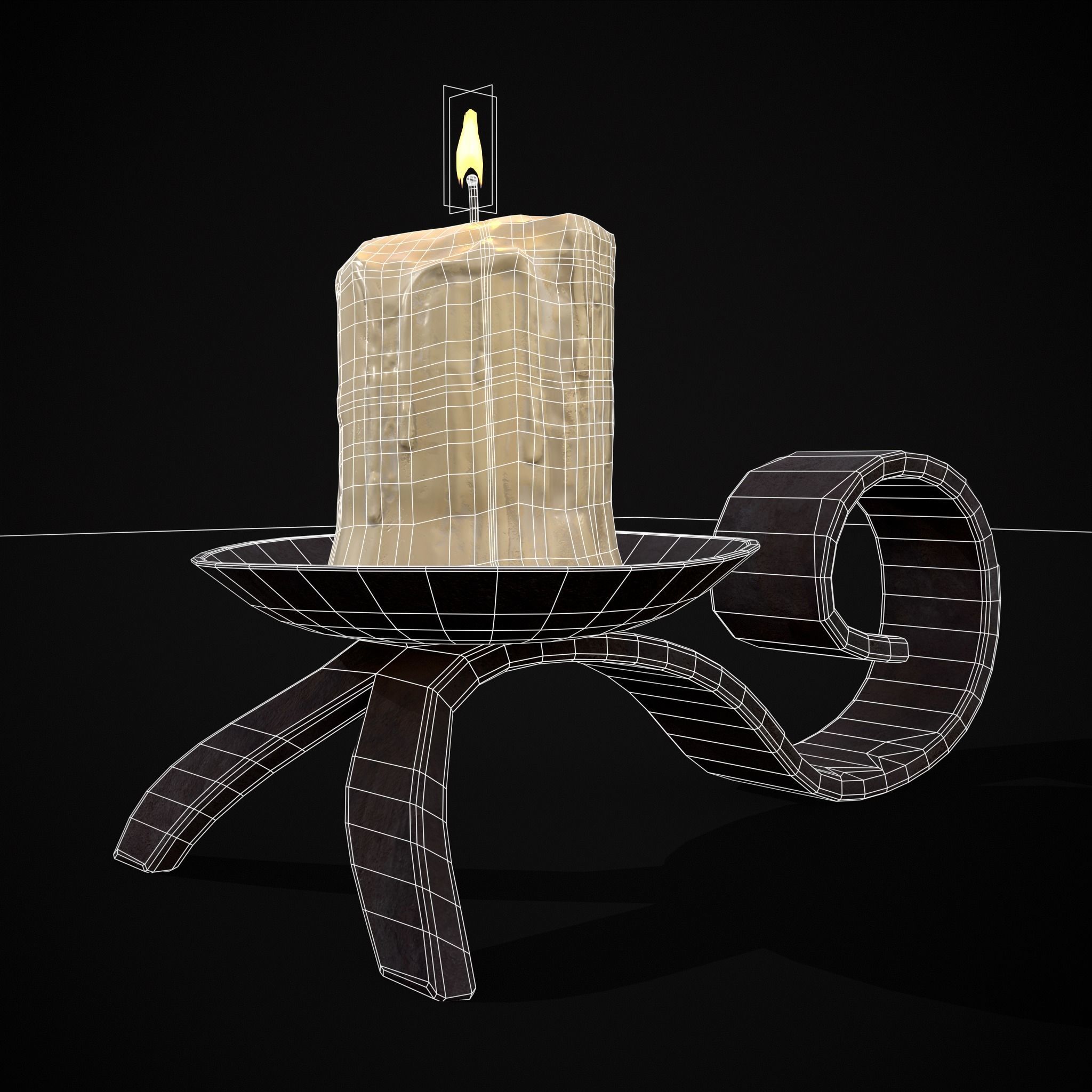 Simple Iron Chamberstick Low-poly 3D model_20