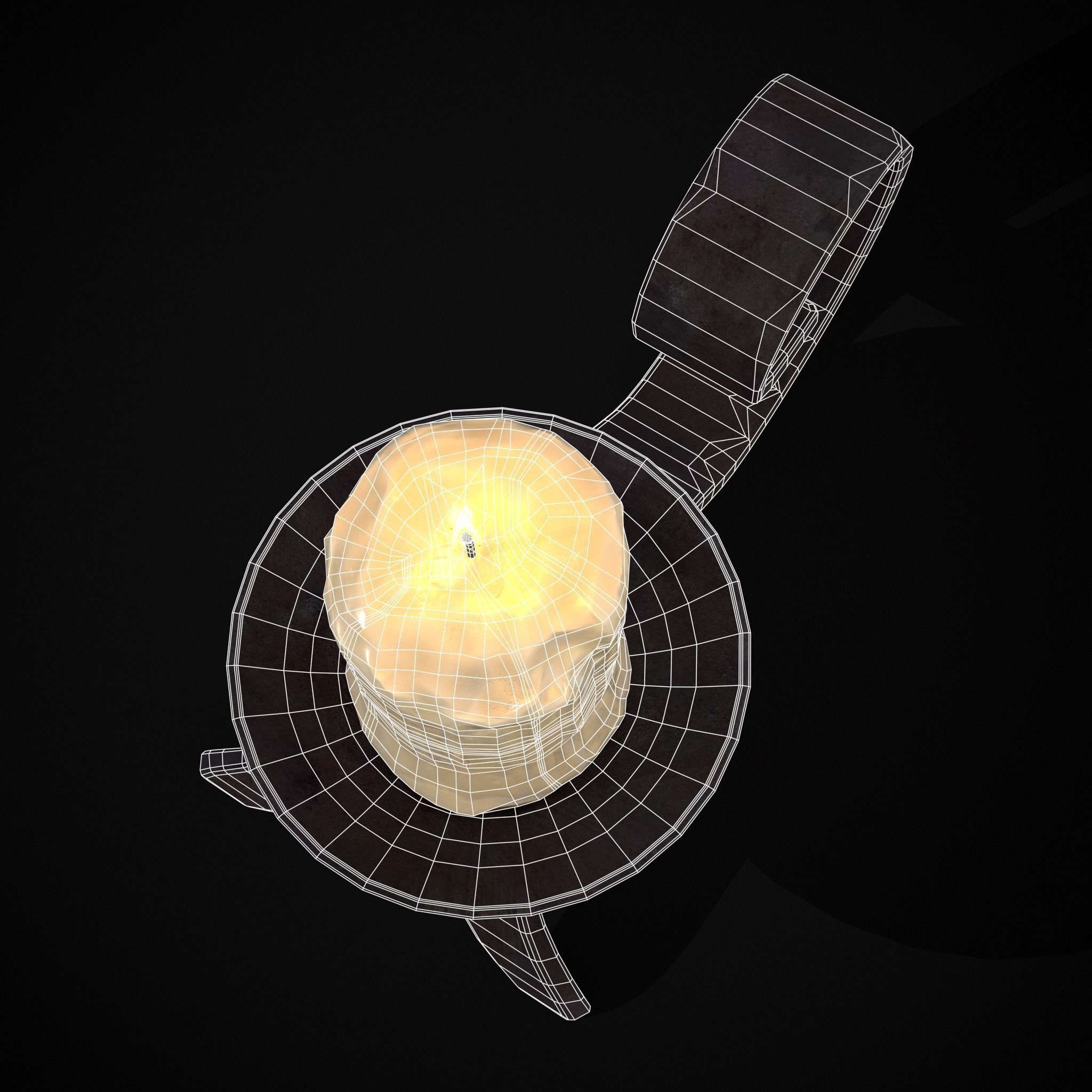 Simple Iron Chamberstick Low-poly 3D model_10