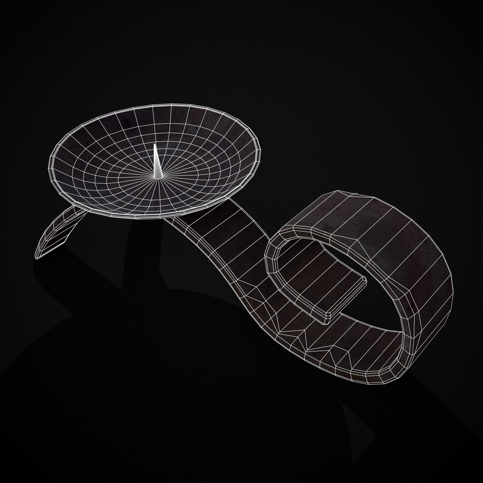 Simple Iron Chamberstick Low-poly 3D model_16