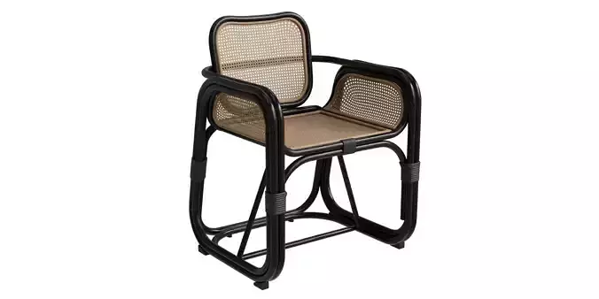 Carver Dining Chair Black Cane Rattan Procedural