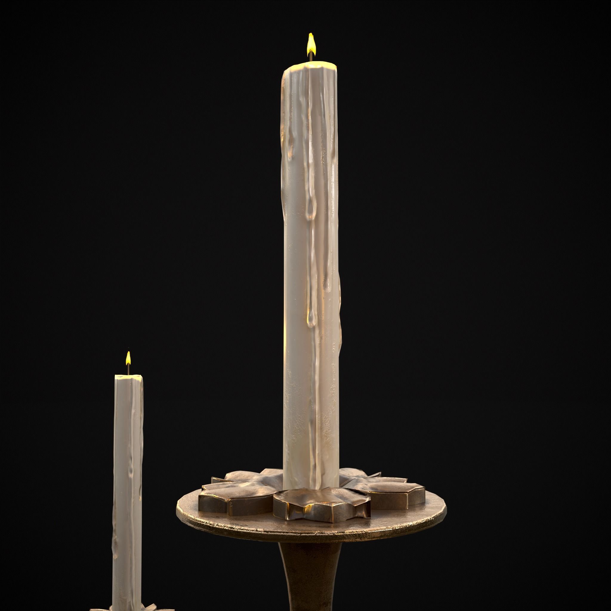 Ornamented  Three Point Candelabra Low-poly 3D model_13