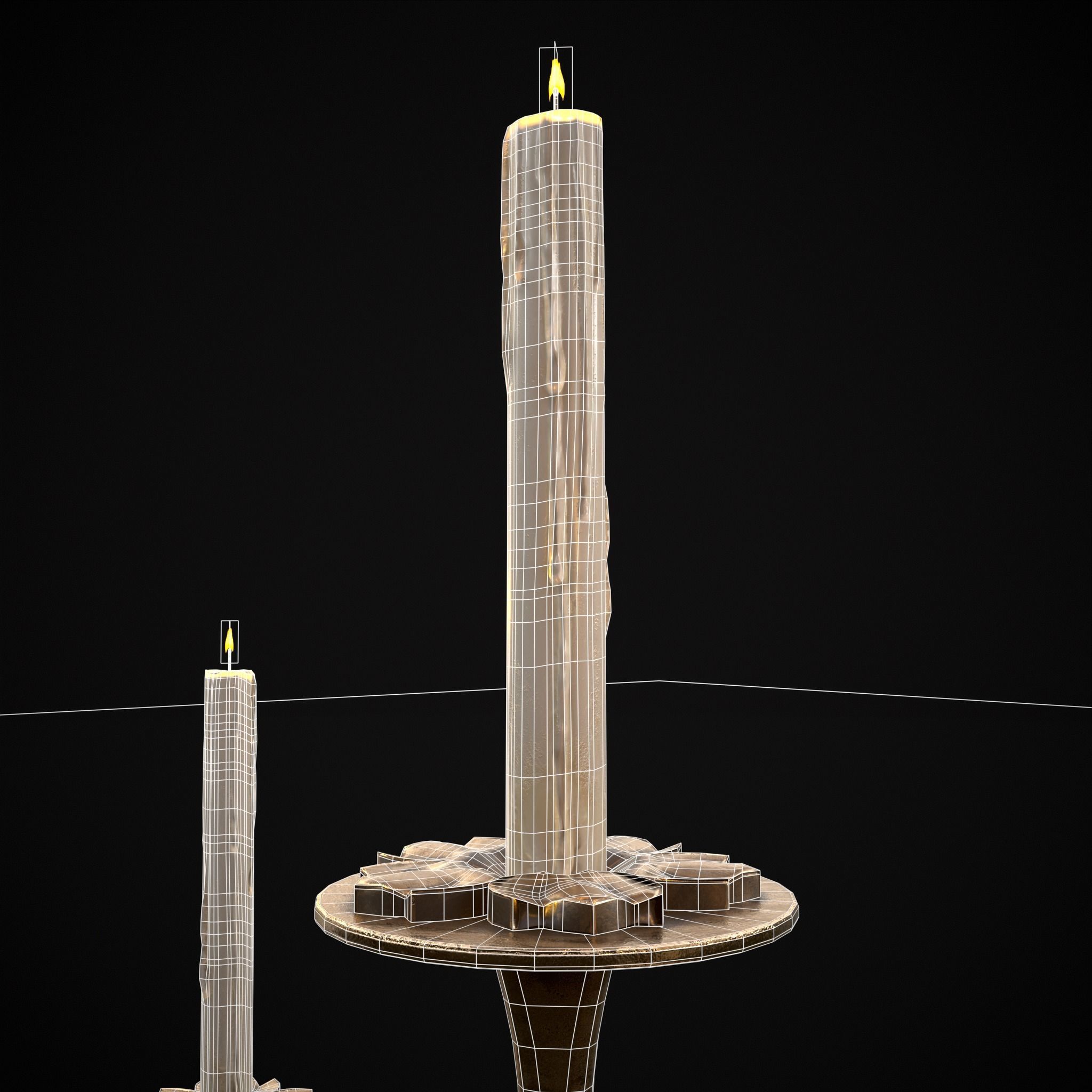 Ornamented  Three Point Candelabra Low-poly 3D model_14