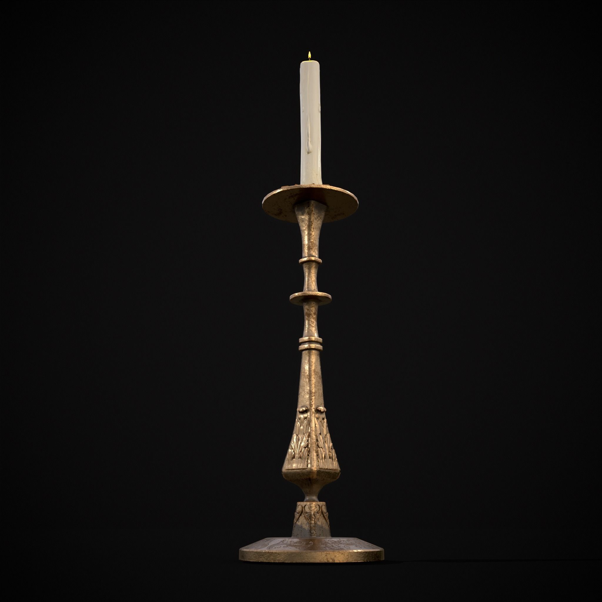 Ornamented Candle Stick Low-poly 3D model_15