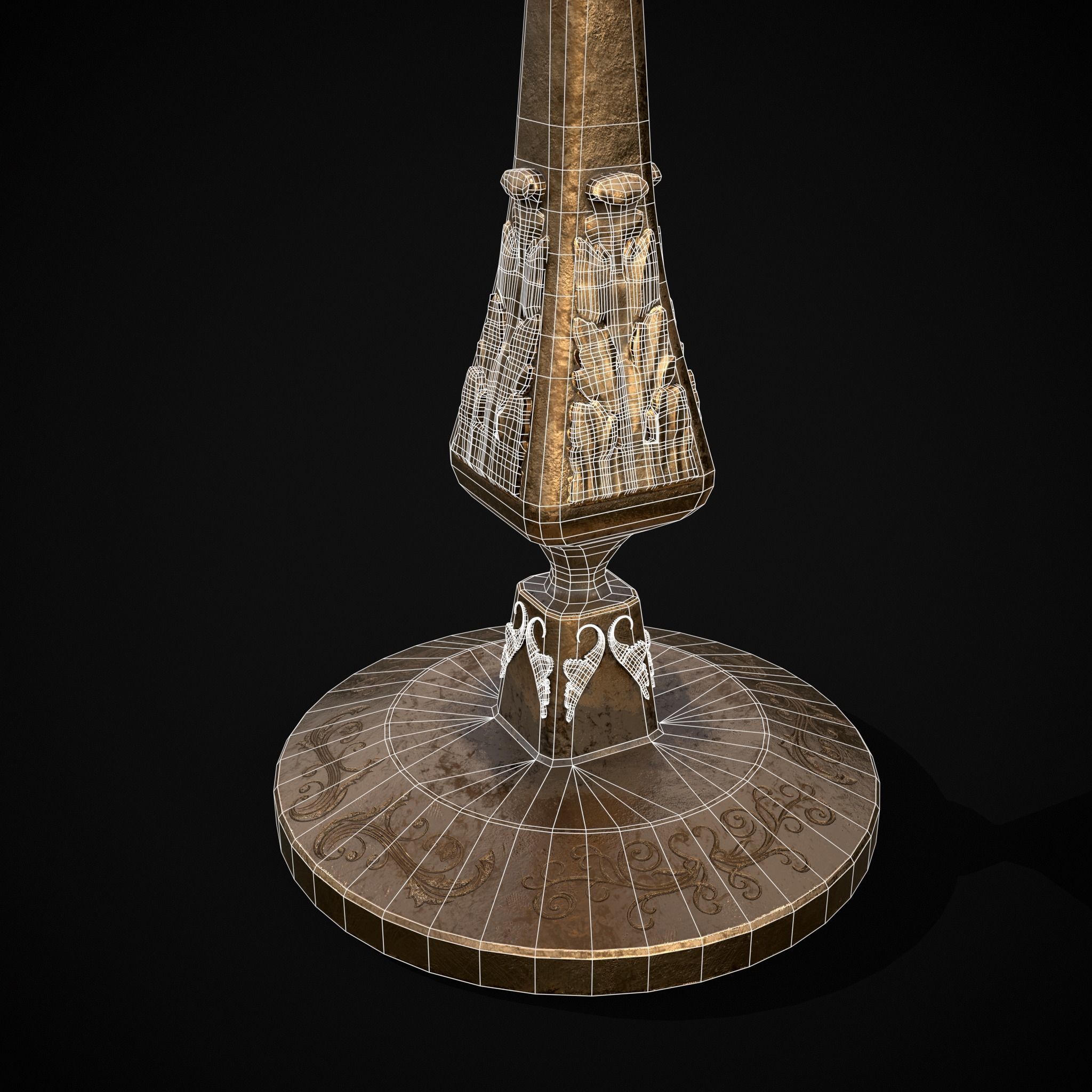 Ornamented Candle Stick Low-poly 3D model_4