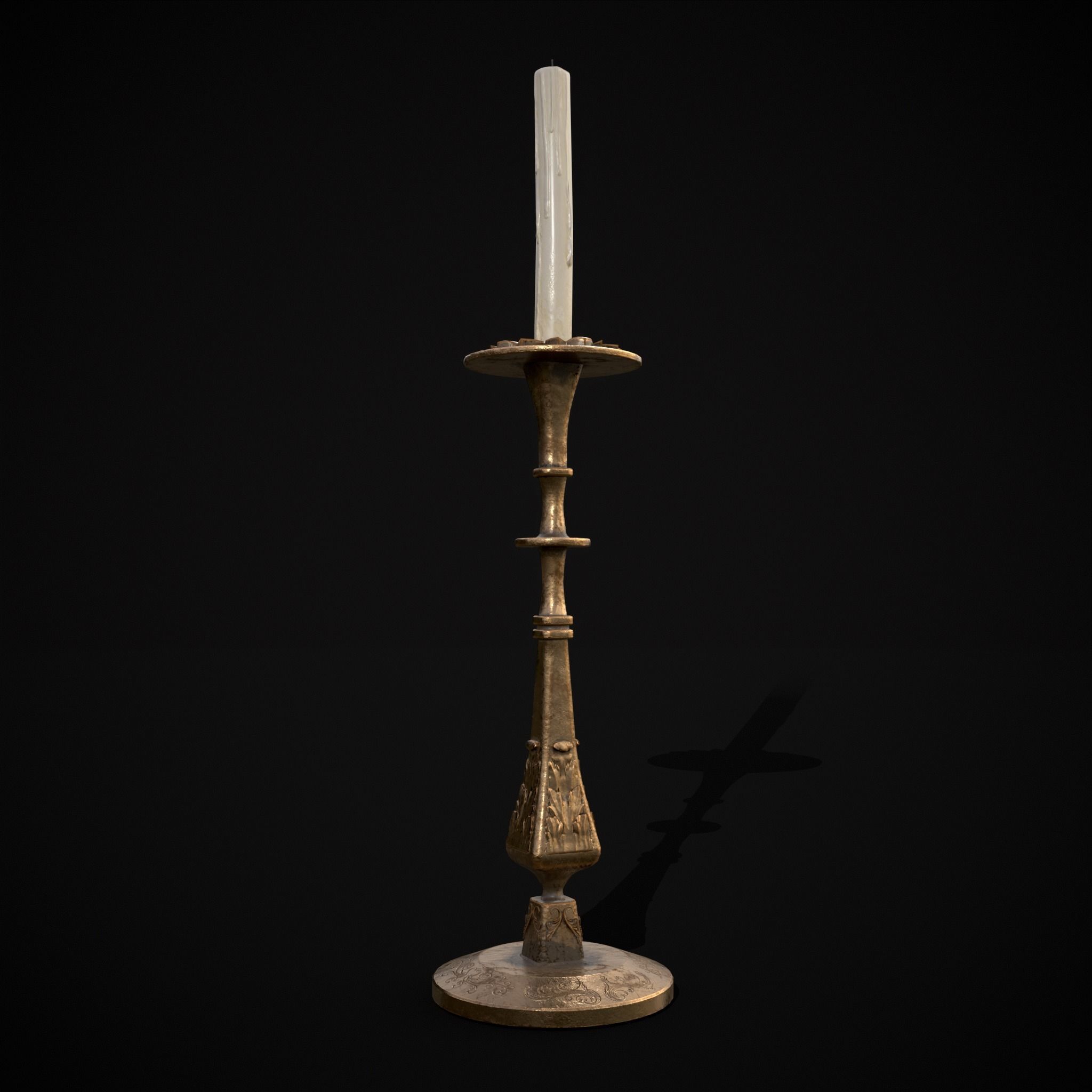 Ornamented Candle Stick Low-poly 3D model_13