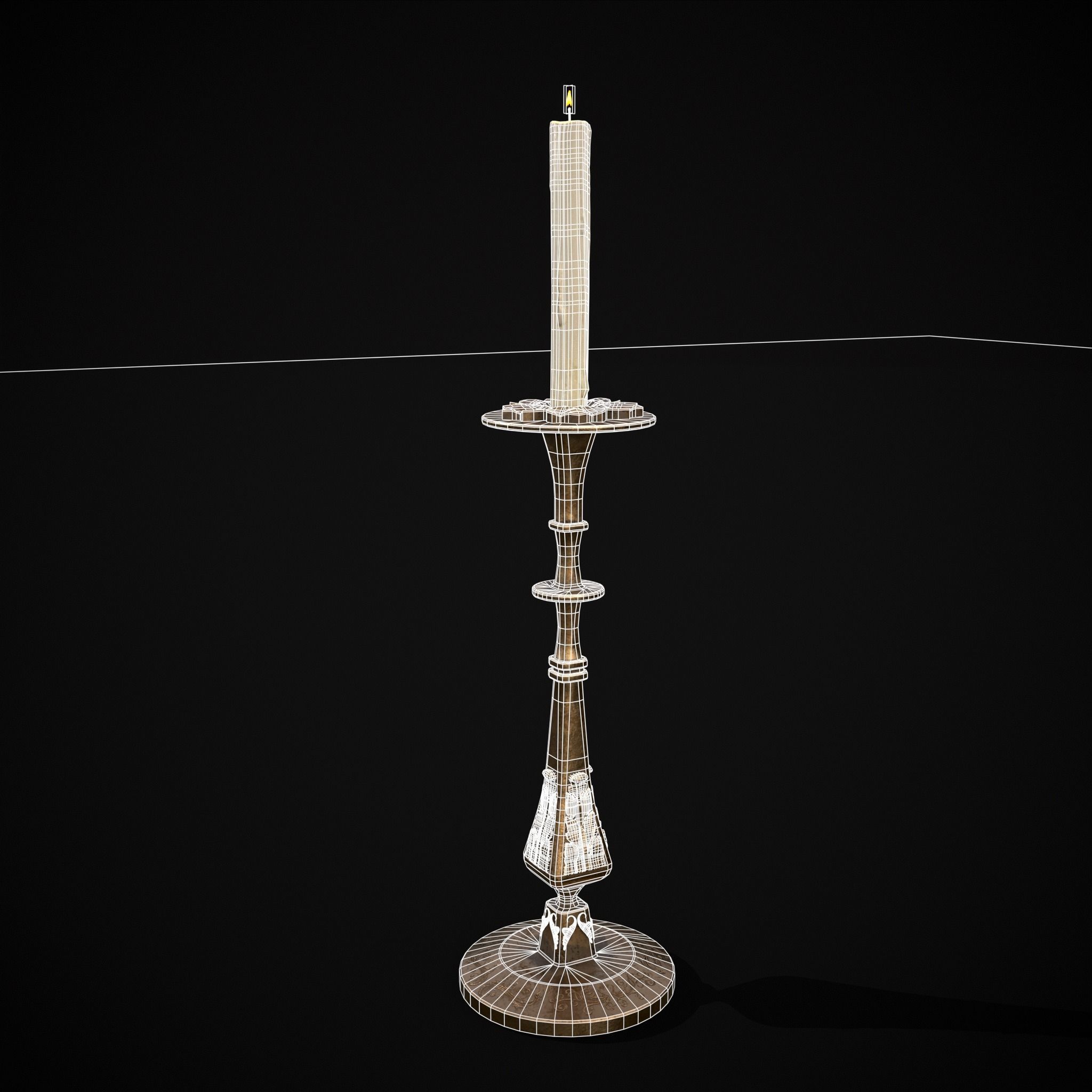 Ornamented Candle Stick Low-poly 3D model_2