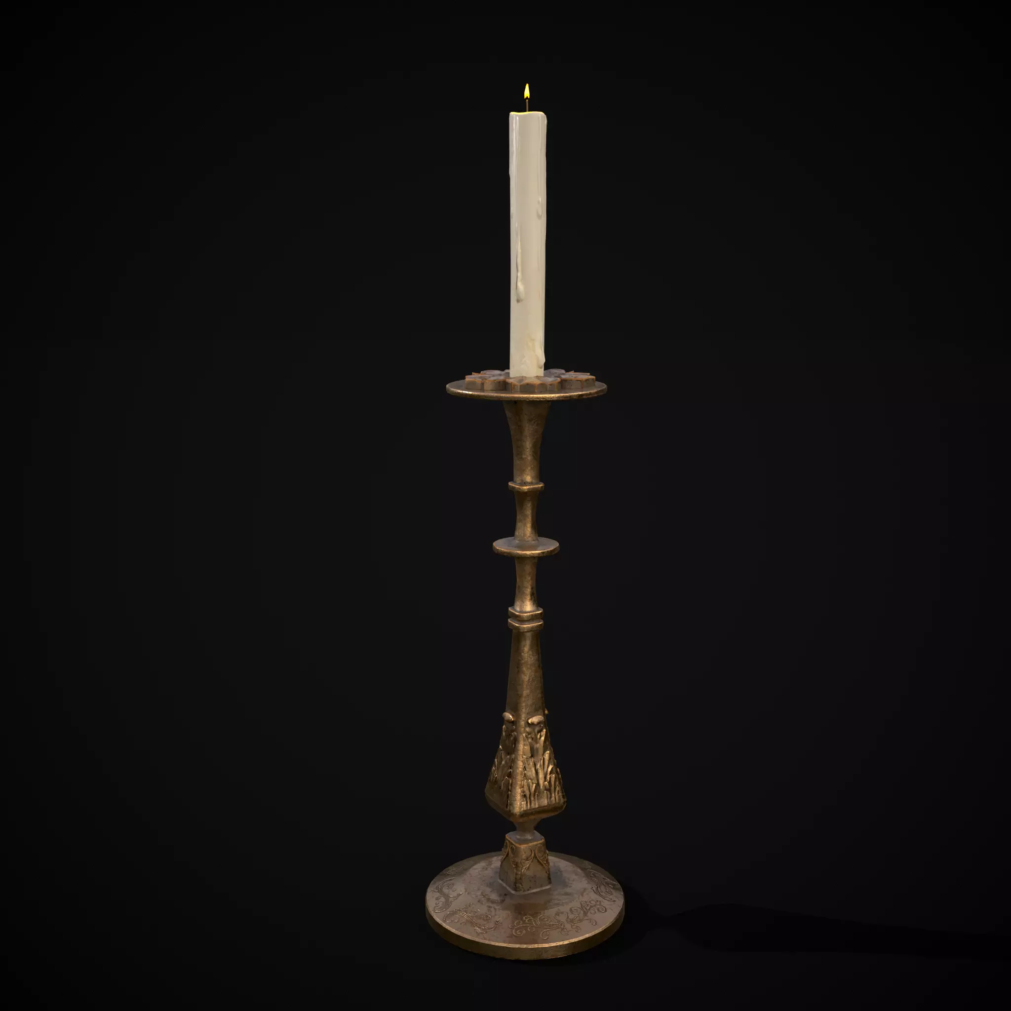 Ornamented Candle Stick Low-poly 3D model_0