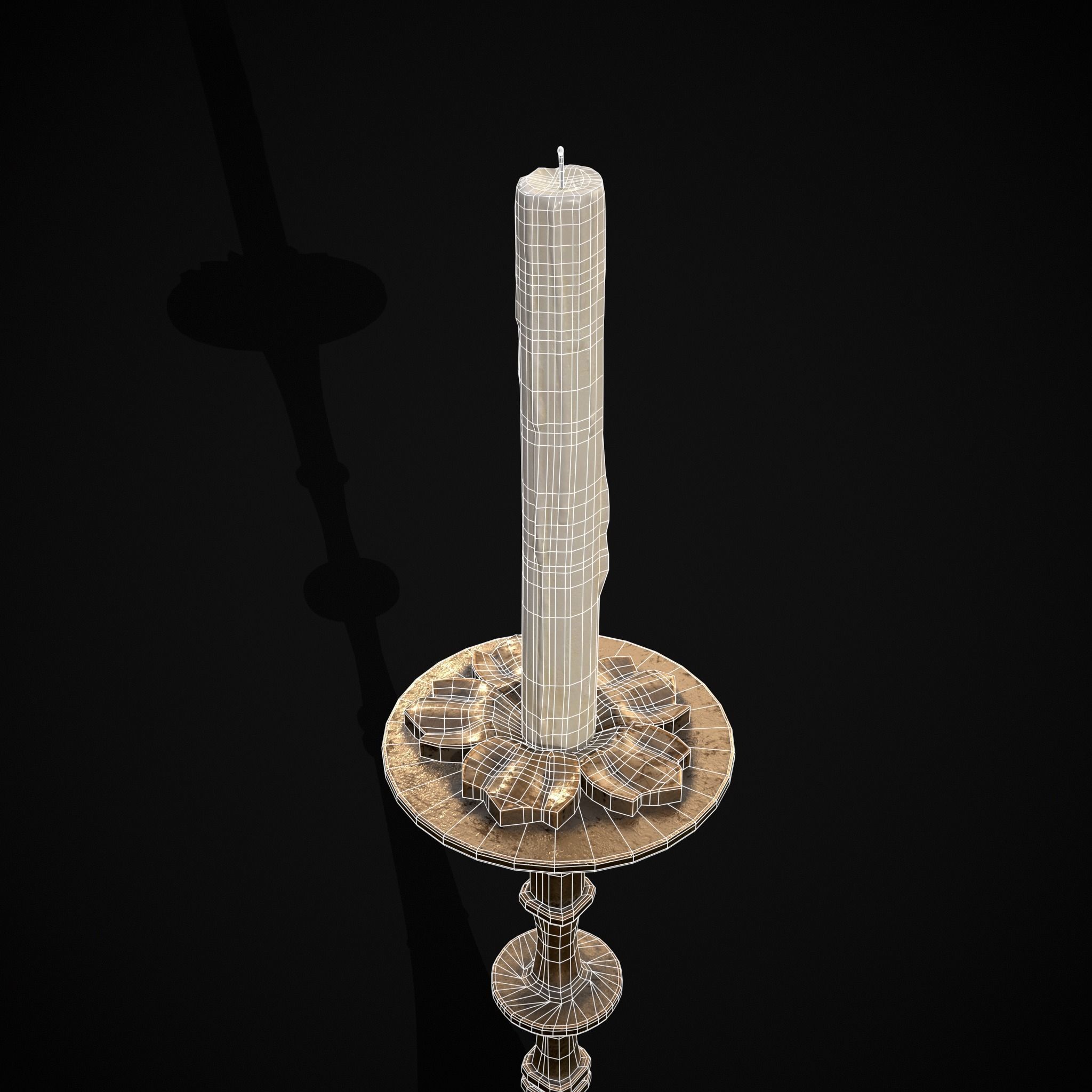 Ornamented Candle Stick Low-poly 3D model_12