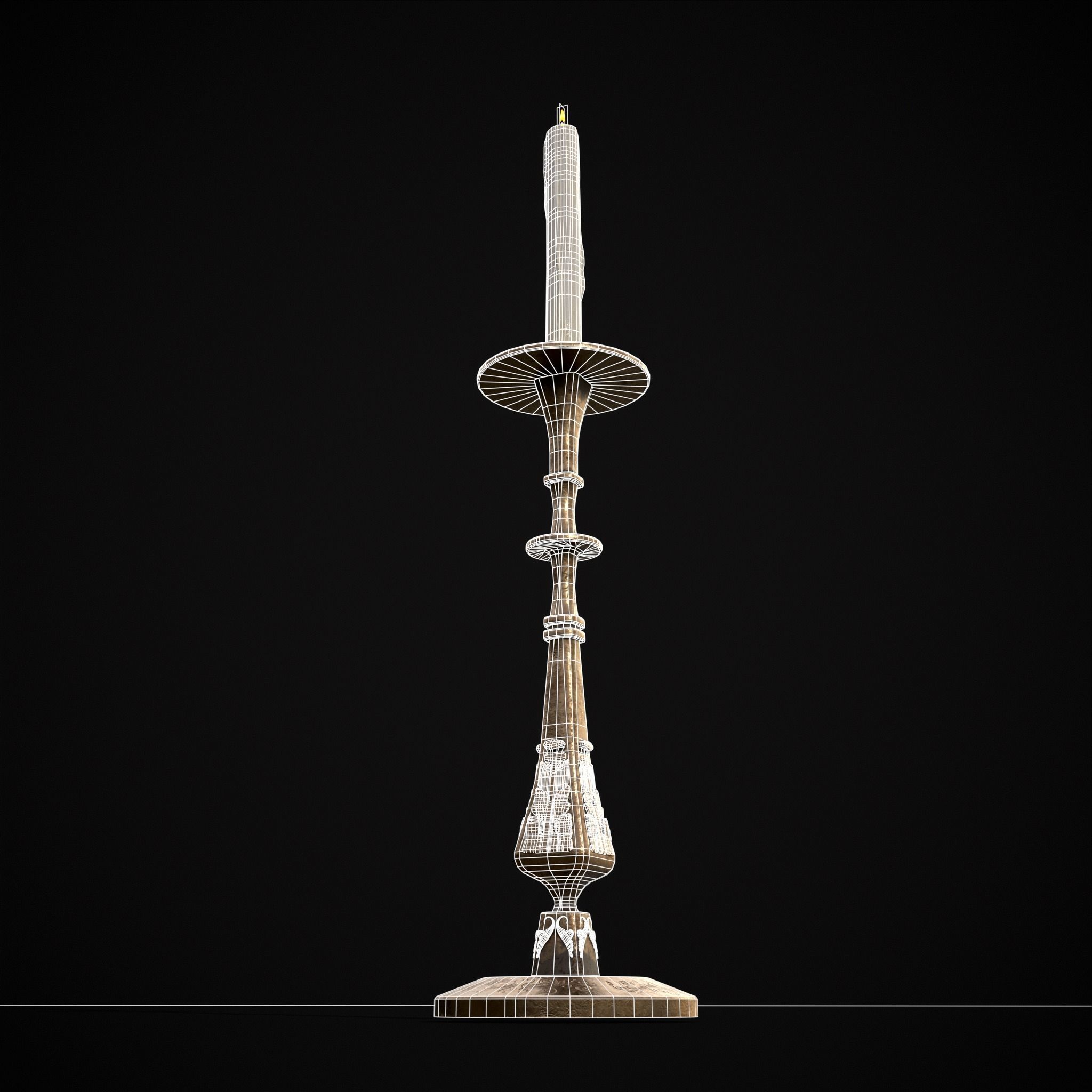 Ornamented Candle Stick Low-poly 3D model_20