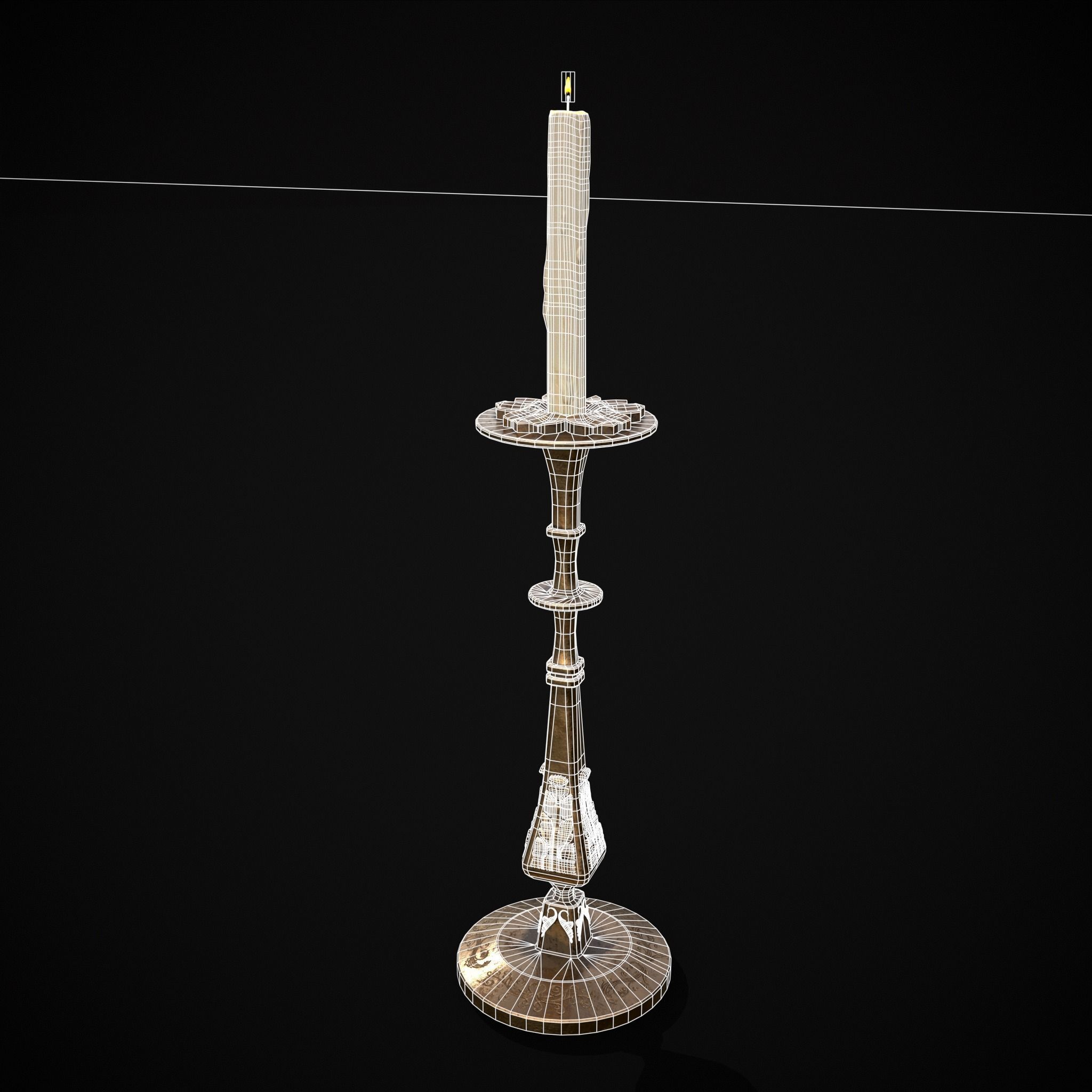 Ornamented Candle Stick Low-poly 3D model_18