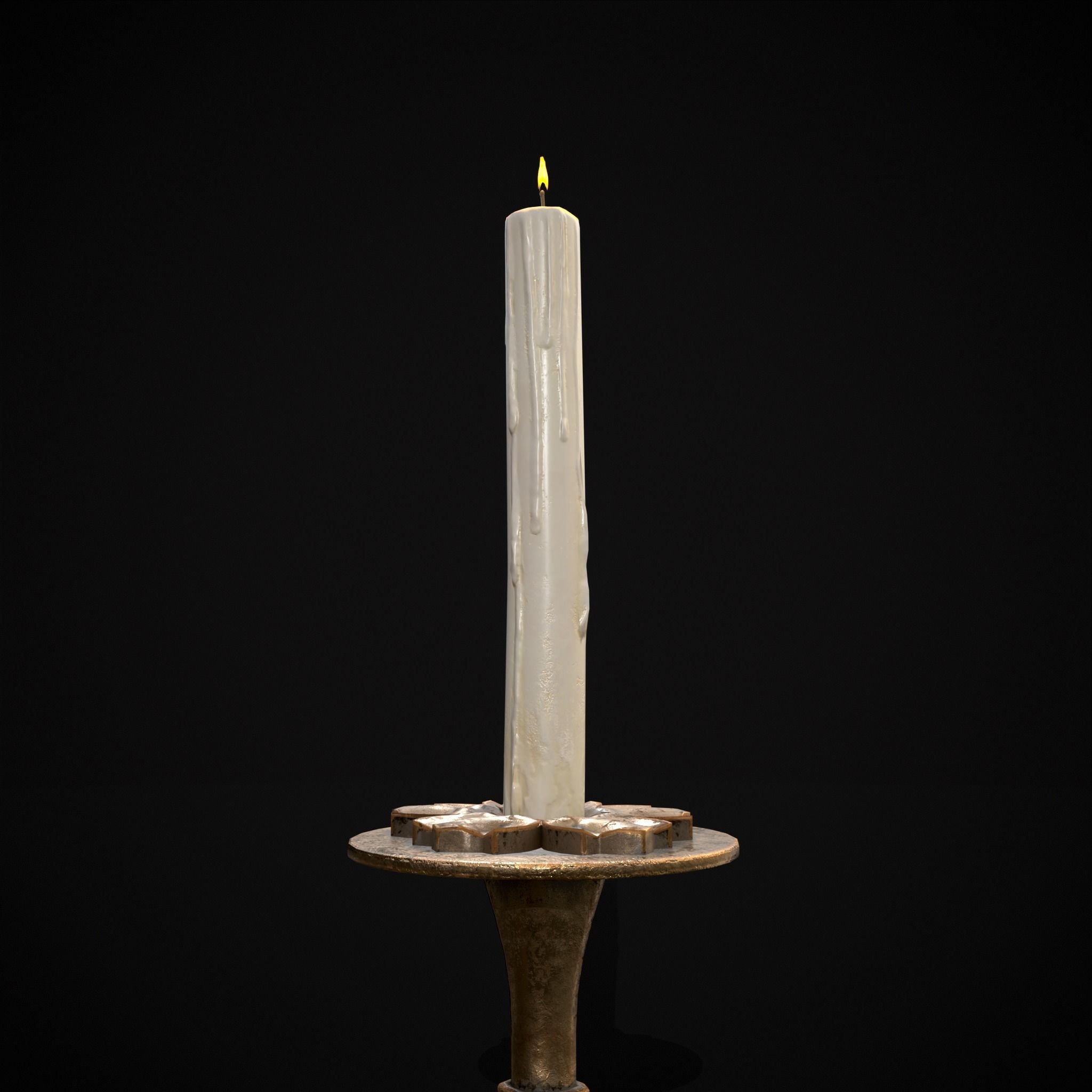 Ornamented Candle Stick Low-poly 3D model_9