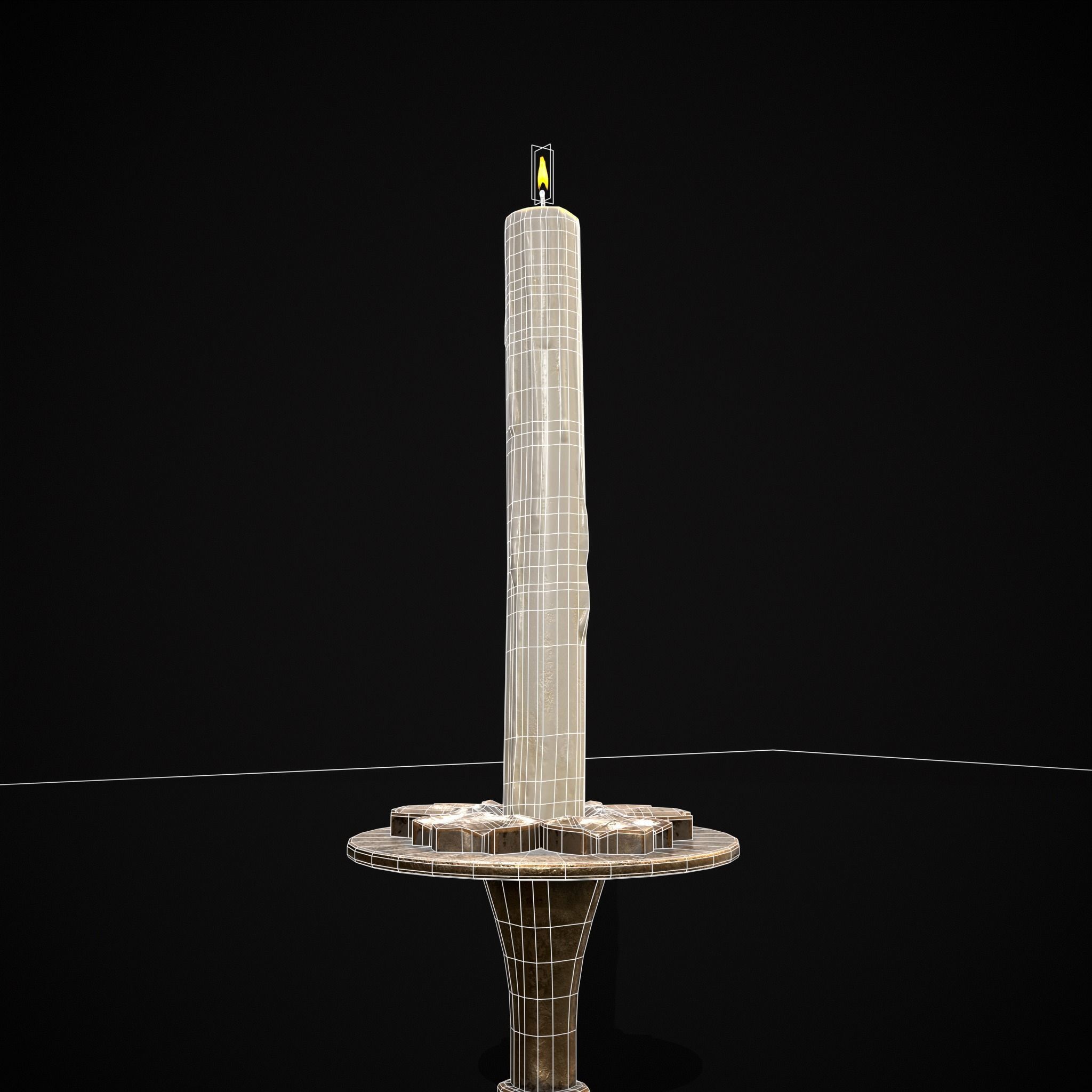 Ornamented Candle Stick Low-poly 3D model_10