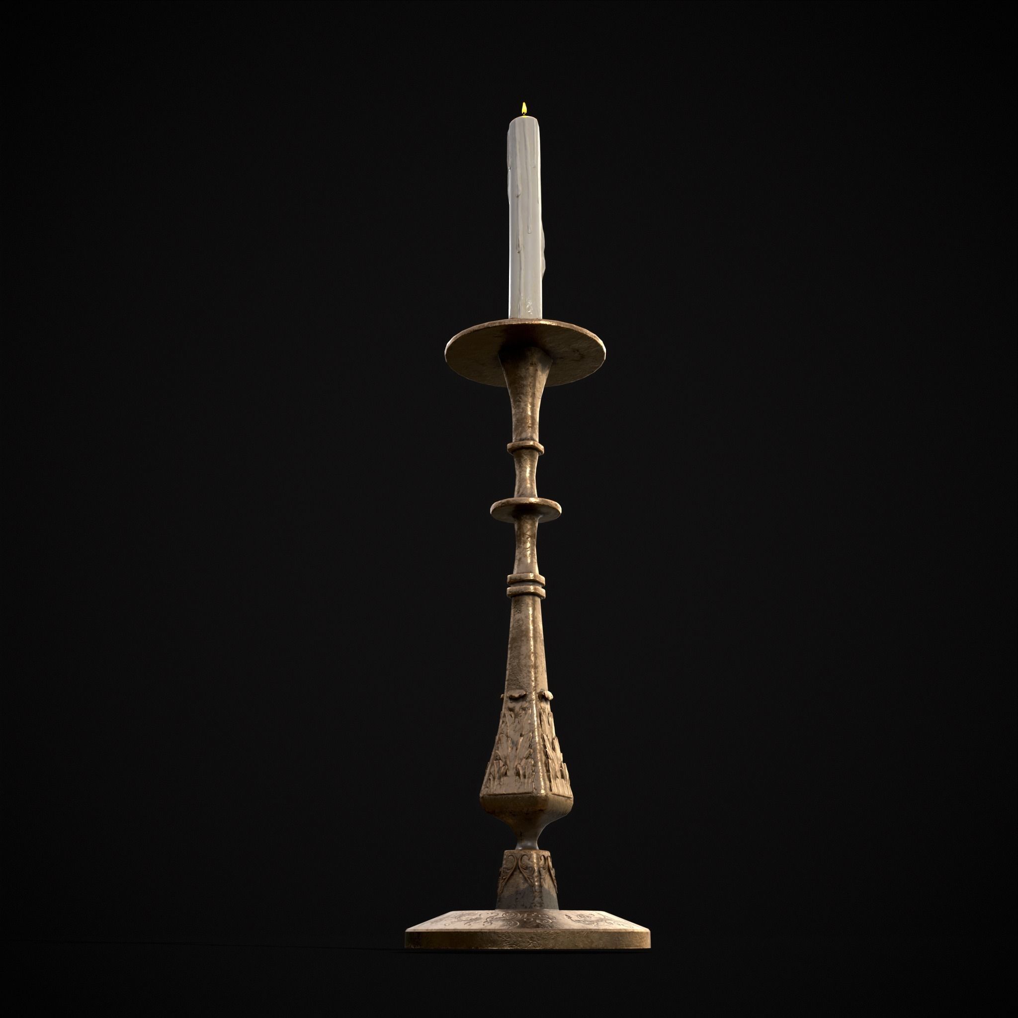 Ornamented Candle Stick Low-poly 3D model_19
