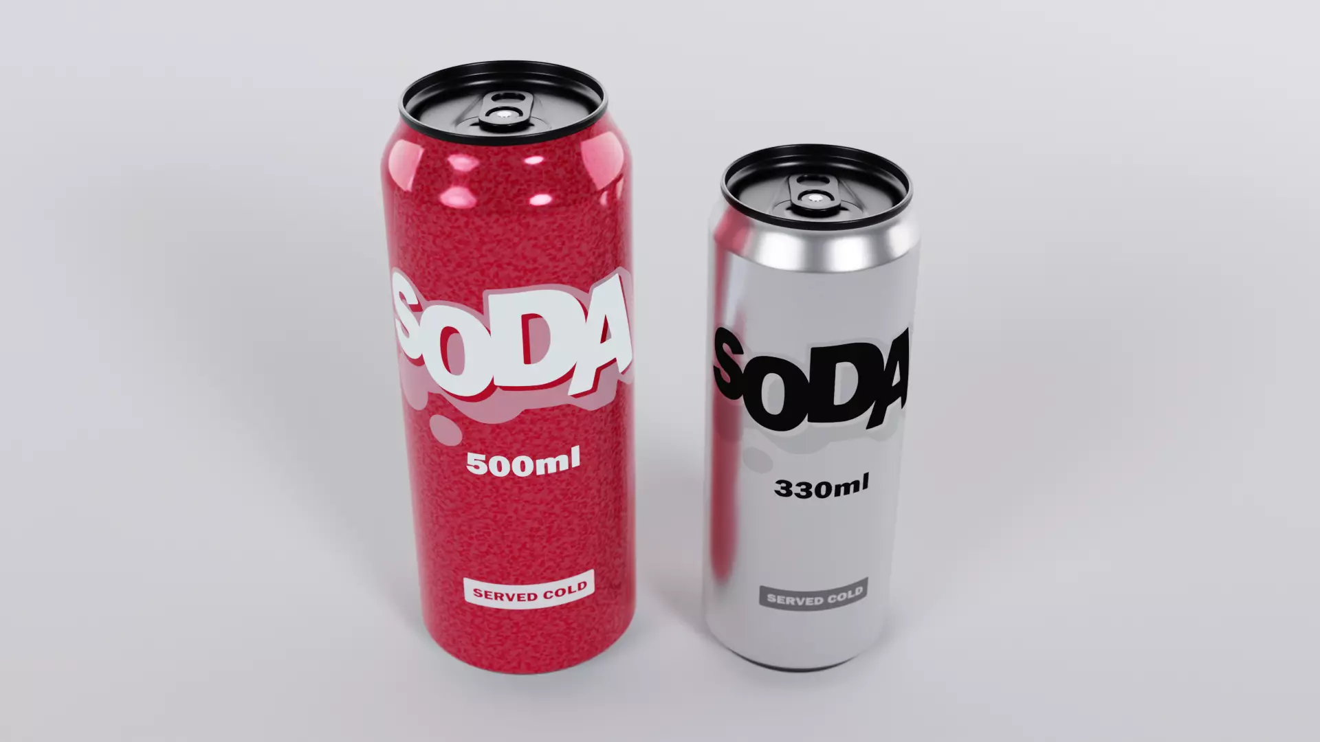 Soda cans 500ml and 330ml 3D model