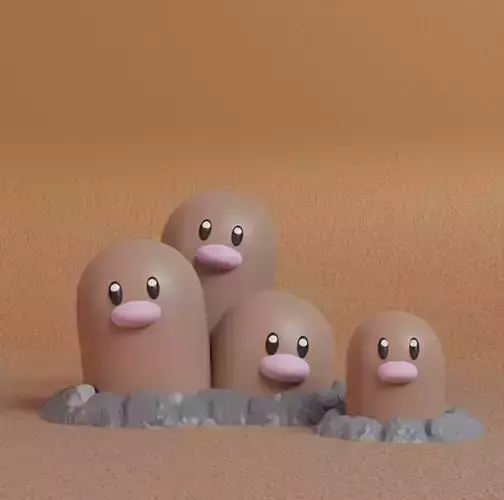 Pokemon - Diglett and Dugtrio 3D print model